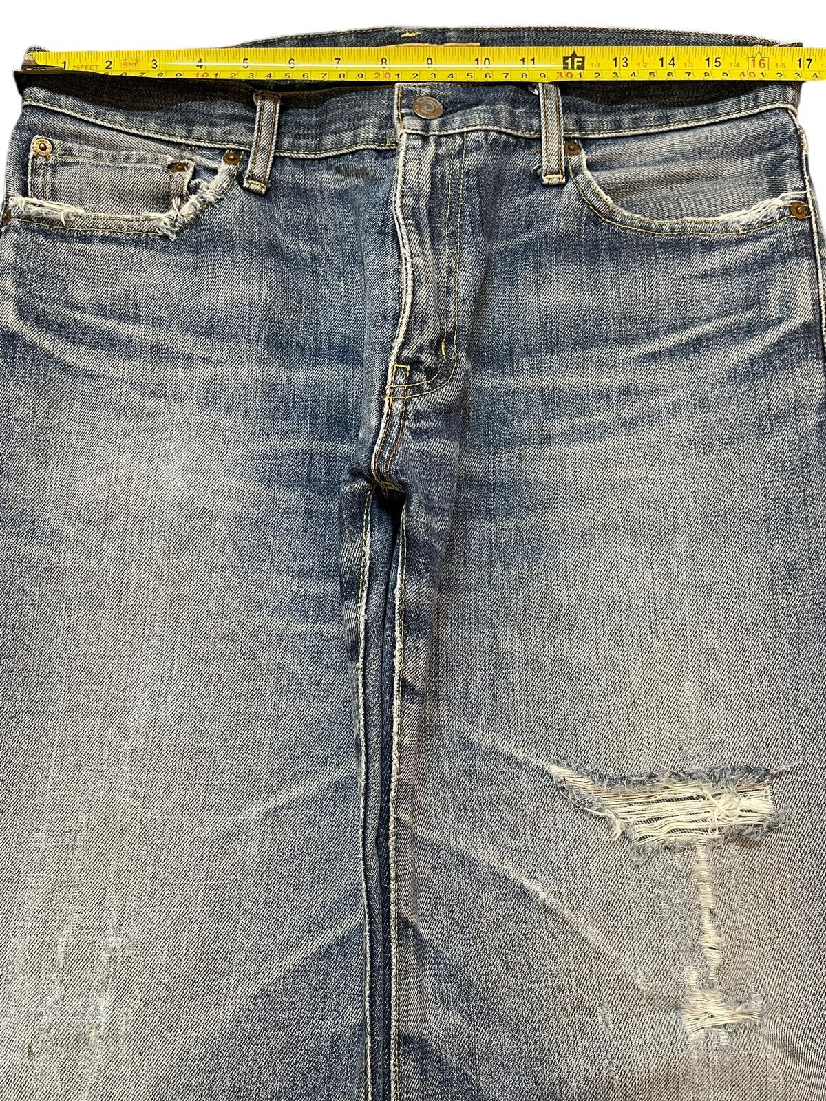 Uniqlo Vintage Y2k Japan Uniqlo Faded Wash Distress Wide Leg Baggy Size US 33 - 11 Thumbnail
