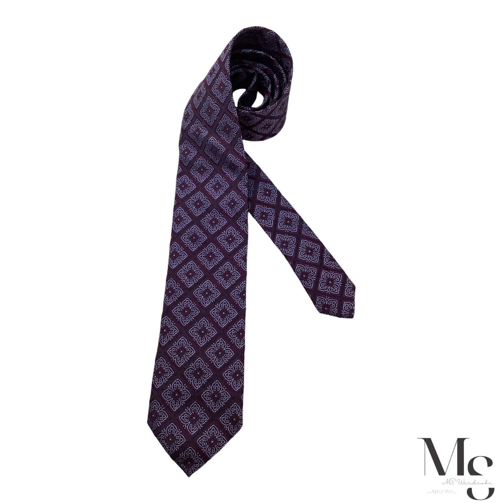 Romeo Gigli ROMEO GIGLI Purple Floral Silk Tie Made In Italy W: 3.25" EX Size ONE SIZE - 1 Thumbnail