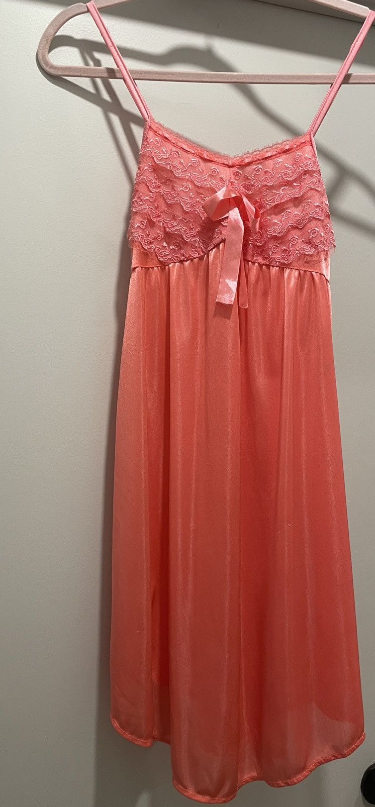 Vintage VTG Coquette Coral Pink Lace Spaghetti Strap Cami Slip Dress Size S / US 4 / IT 40 - 7 Thumbnail