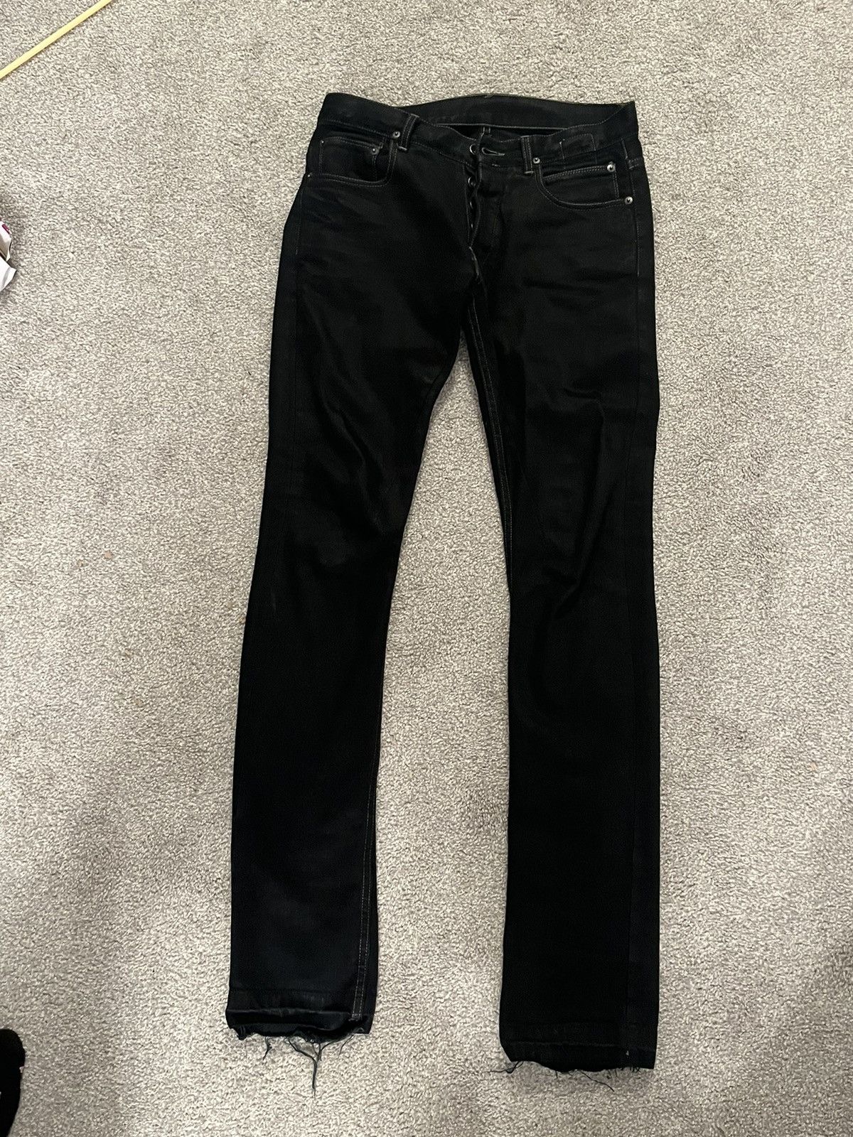 Pre-owned Rick Owens Drkshdw Rick Owens Waxed Black Detroit Denim