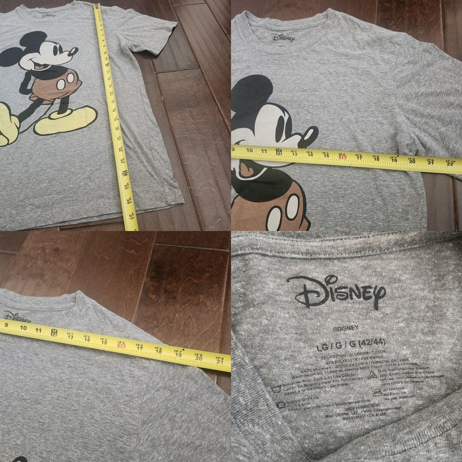 Disney Disney Mickey Mouse Graphic T-Shirt Gray Men’s L Classic Cartoon Tee Size US L / EU 52-54 / 3 - 8 Thumbnail