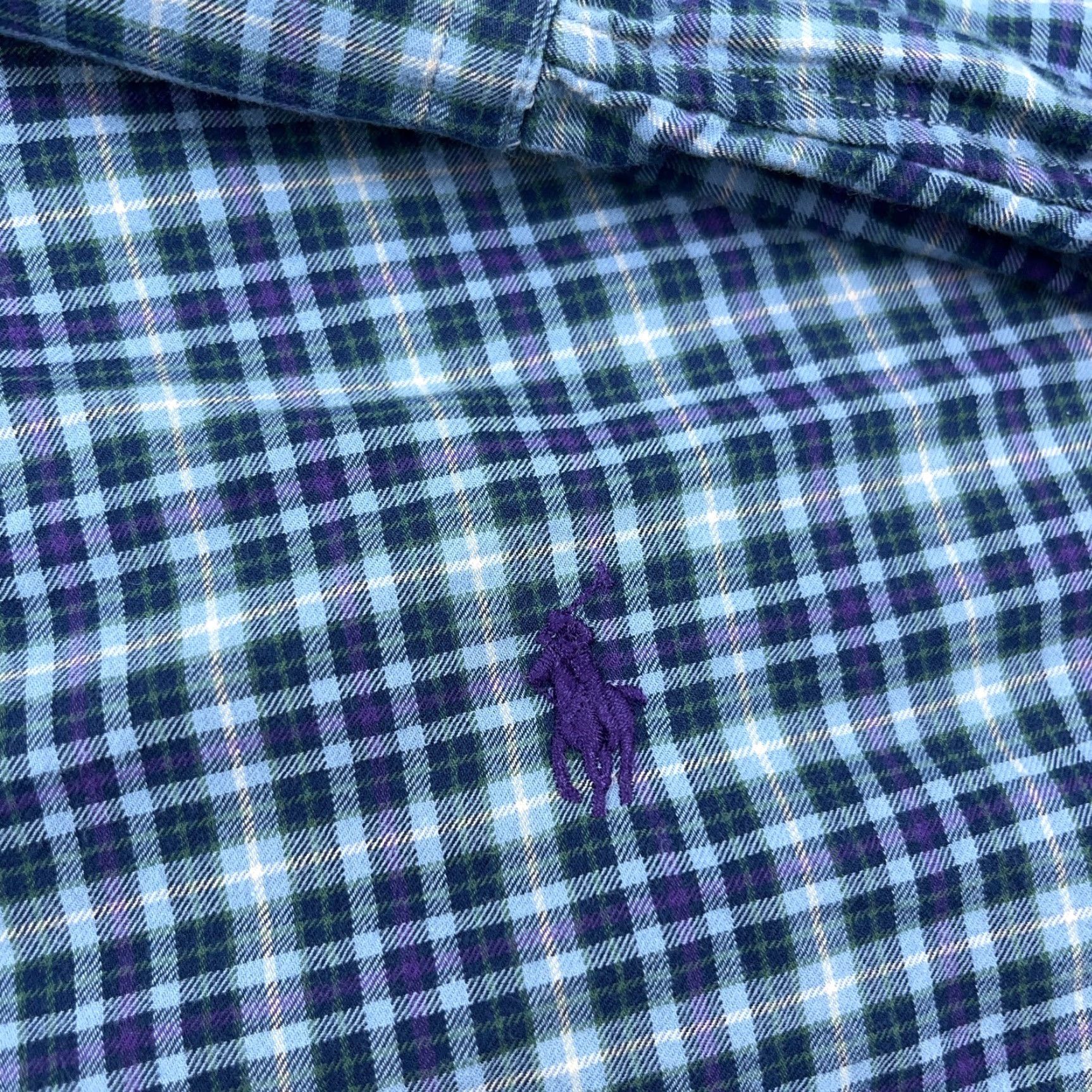 Polo Ralph Lauren Polo Ralph Lauren Shirt Men XL Blue Purple Button Up Lightweight Flannel Dress Size 46R - 3 Thumbnail