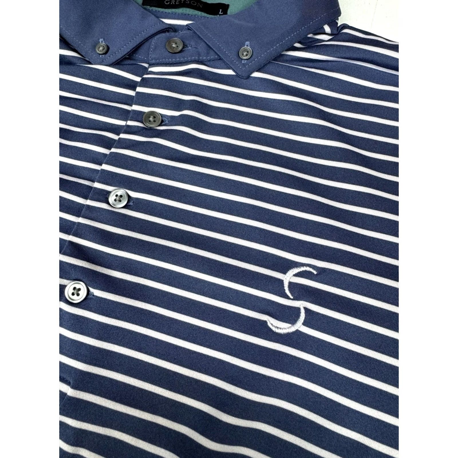Vintage Greyson Polo White Navy Breton Striped Men’s Large Fox Logo S Logo Shirt Adult Large Blue Striped Golf Polo Size US L / EU 52-54 / 3 - 7 Thumbnail
