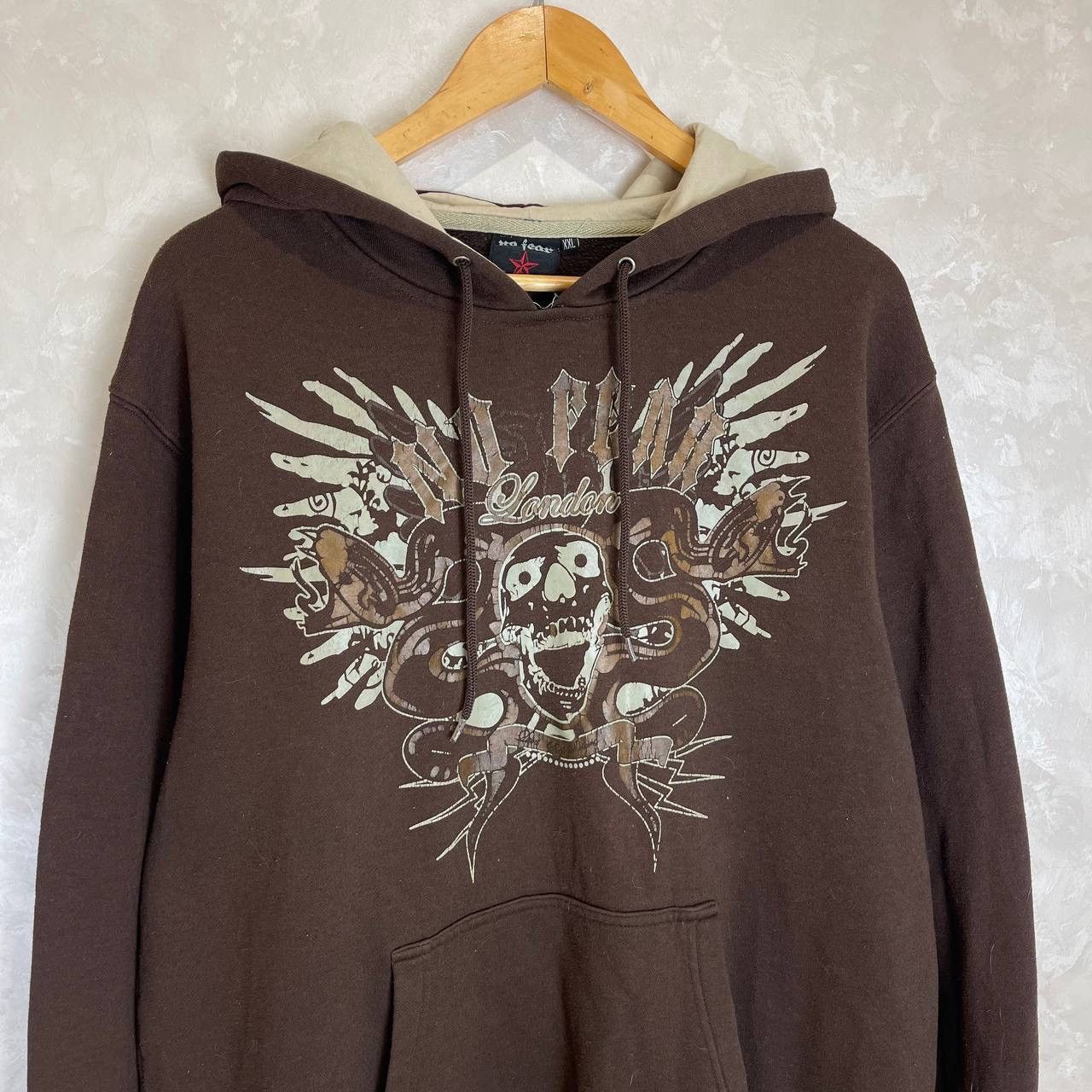 No Fear No Fear London Graphic Hoodie Skull Print Brown XXL Vintage Size US XXL / EU 58 / 5 - 2 Thumbnail