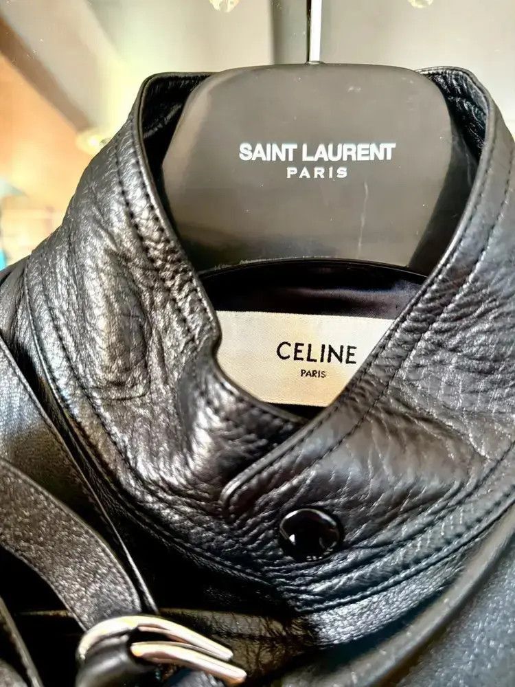 Celine Sz 46 Celine 19SS Tripe Stripe Leather Jacket Size US S / EU 44-46 / 1 - 4 Thumbnail