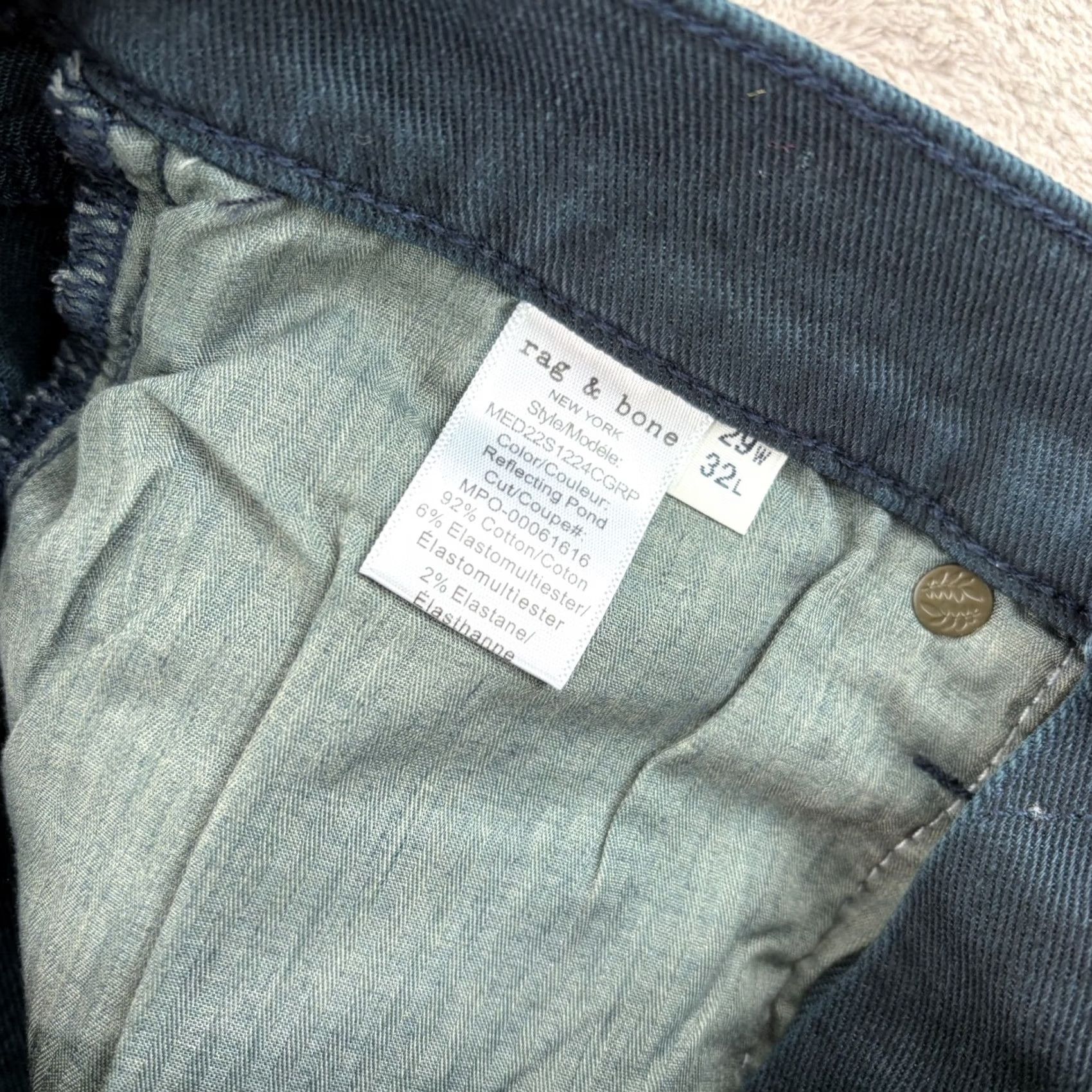 Rag & Bone rag & bone Jeans in Reflecting Pond Men 29x27 NWT Slim Stretch denim 5-Pocket Skinny Mid Rise Adult Regular Size US 29 - 4 Thumbnail