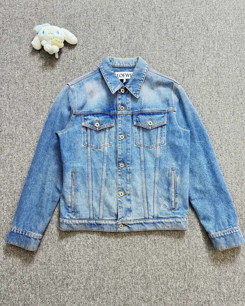 Loewe LOEWE Blue faded water-washed small logo denim jacket coat Size M / US 6-8 / IT 42-44 - 1 Thumbnail