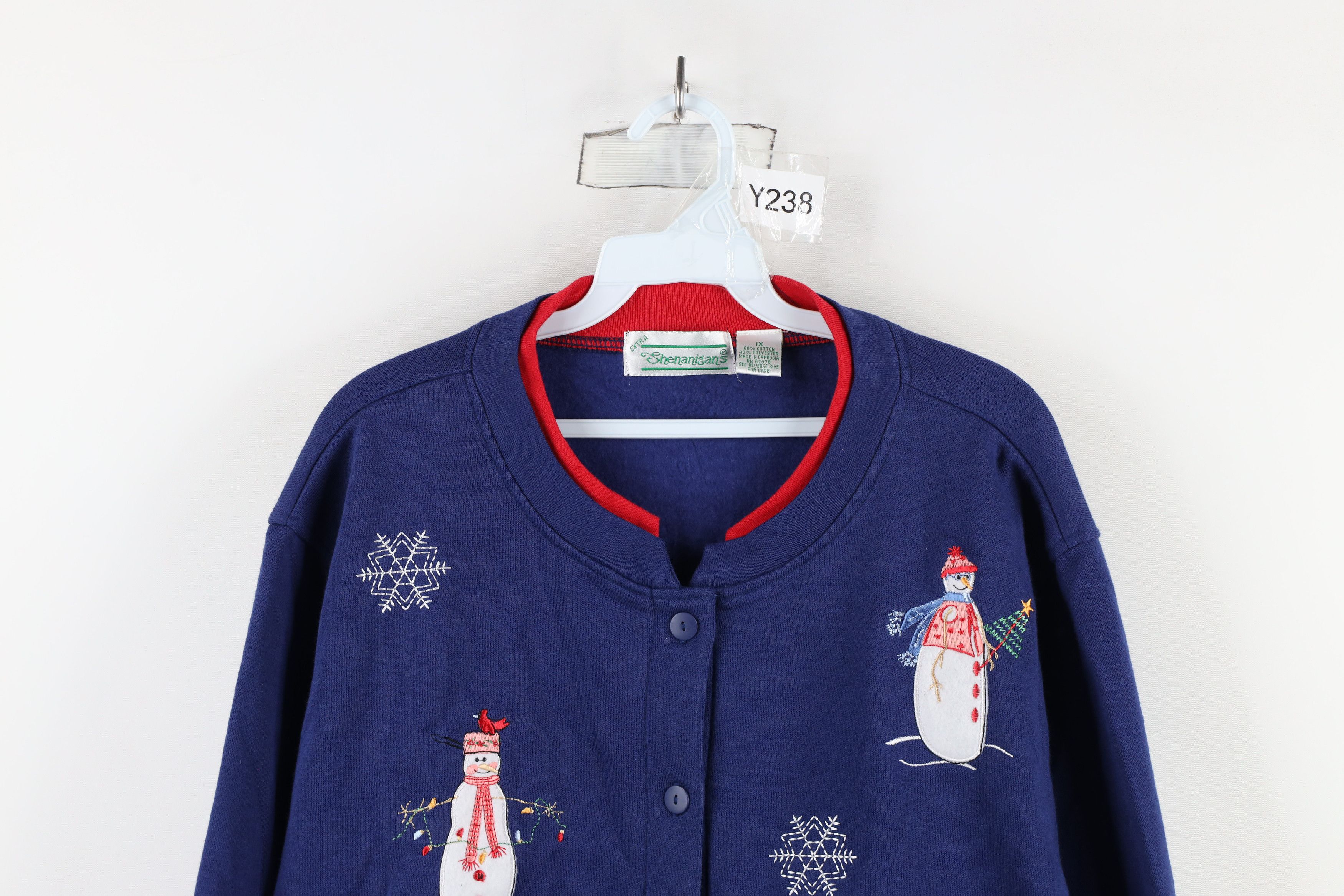 Vintage Vintage 90s Streetwear Christmas Snowman Cardigan Sweatshirt Size XL / US 12-14 / IT 48-50 - 2 Thumbnail
