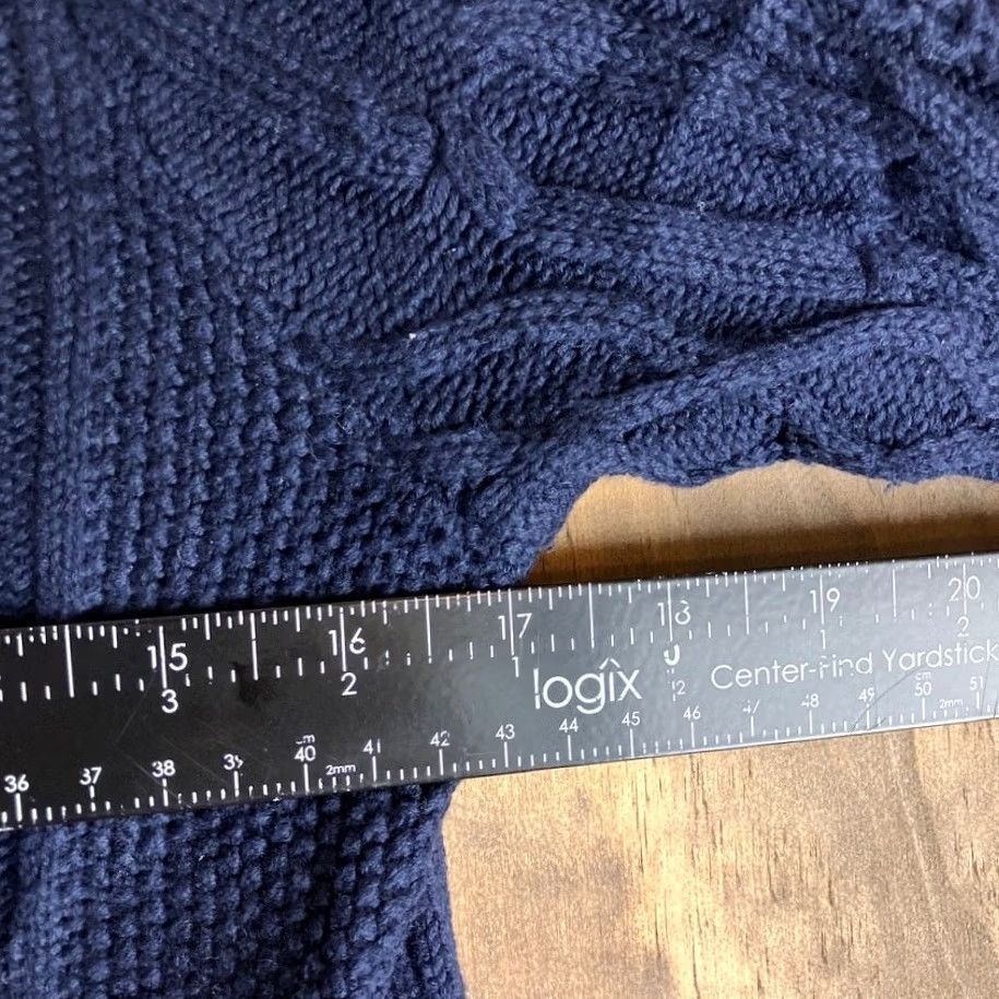 Vintage CAbi Sweater Navy Blue Gold Zippers Cable Knit Pullover Medium Womens Pullover Knit Crew Neck Long Sleeve Casual Workwear ModerM Size M / US 6-8 / IT 42-44 - 7 Thumbnail