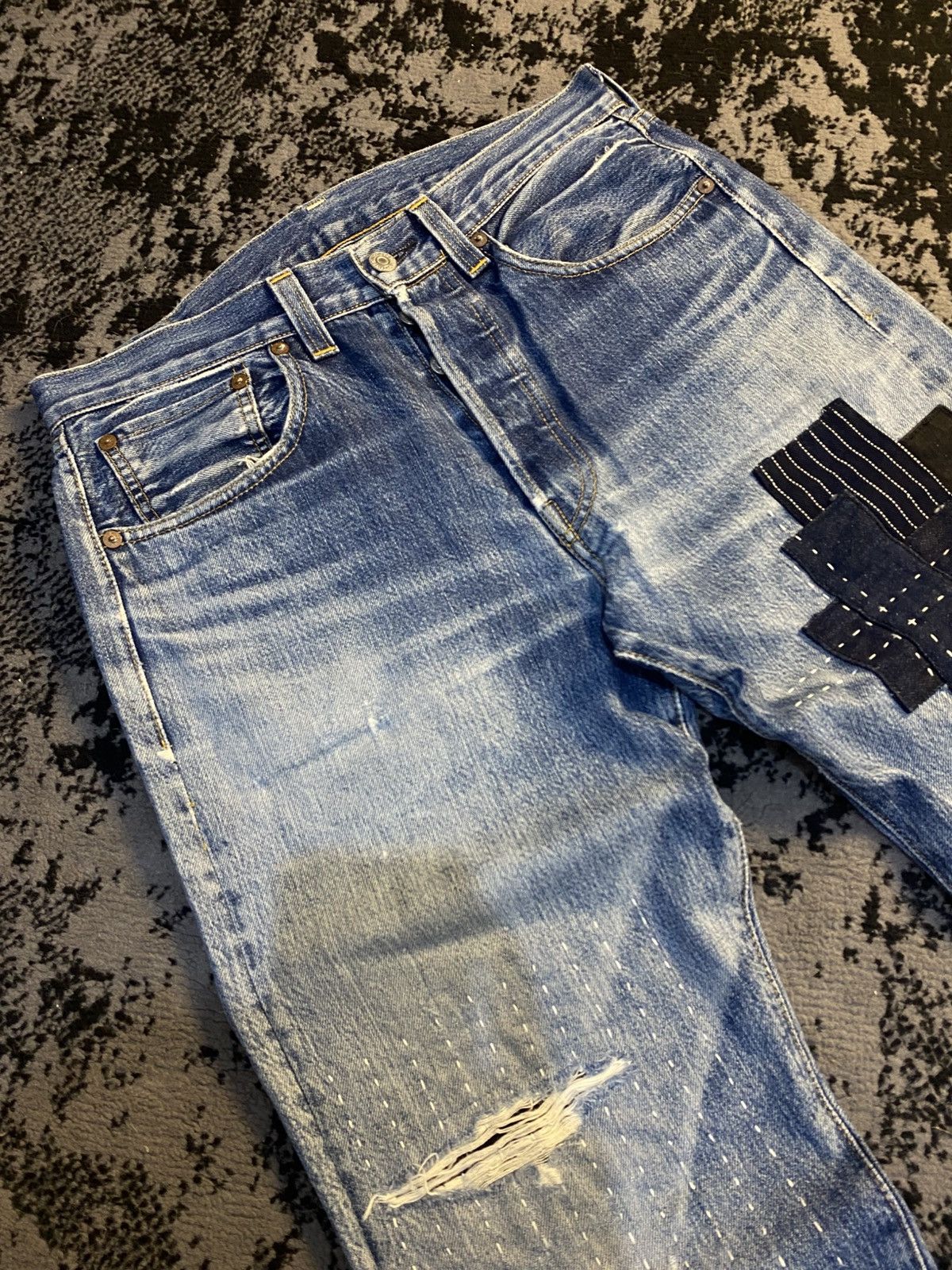 Junya Watanabe × Levi's Levi’s 501 XX Big E Sashiko Patchwork Selvedge Denim 🔥 Size US 32 / EU 48 - 7 Thumbnail