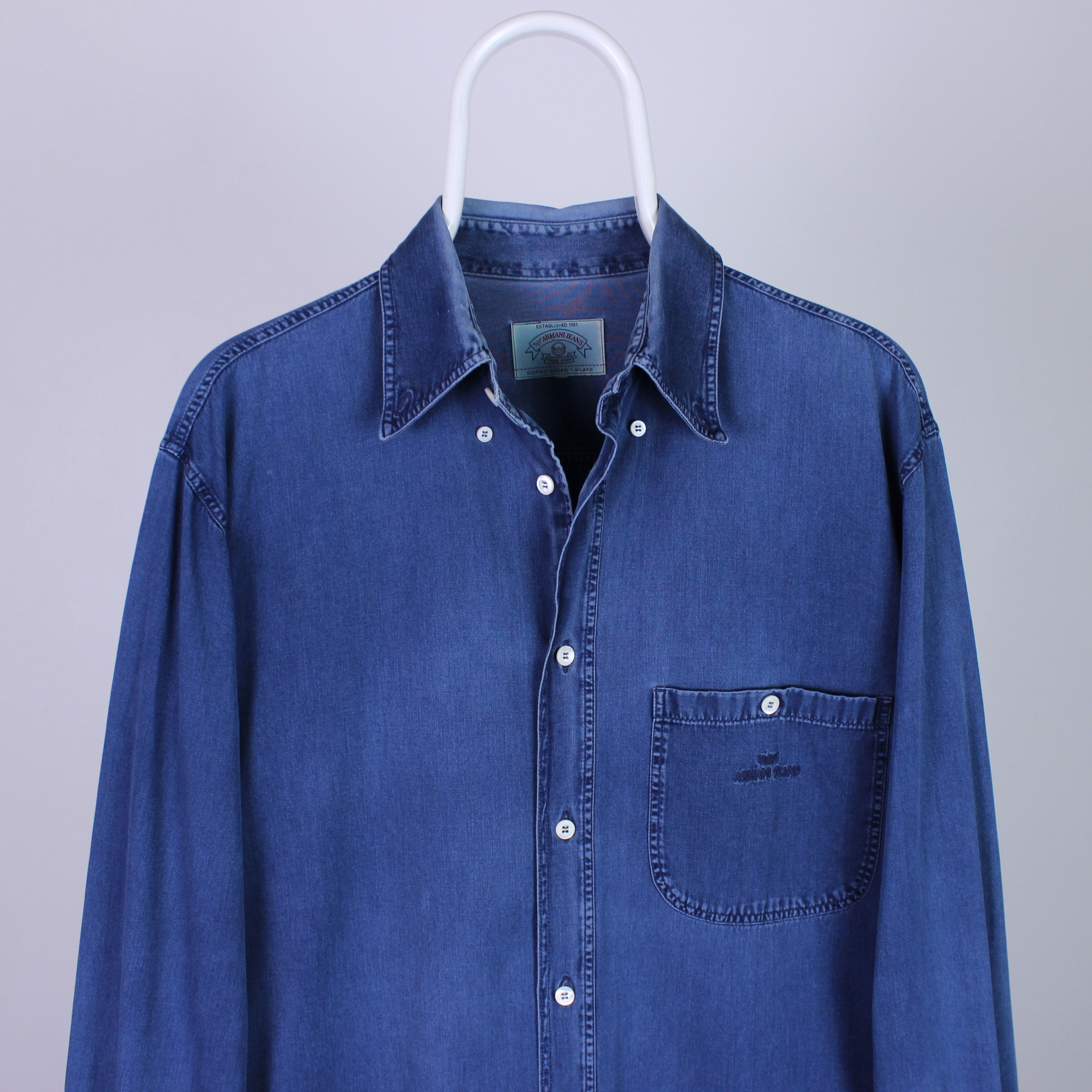 Armani Armani jeans denim blue shirt buttons ups L Size US L / EU 52-54 / 3 - 1 Thumbnail