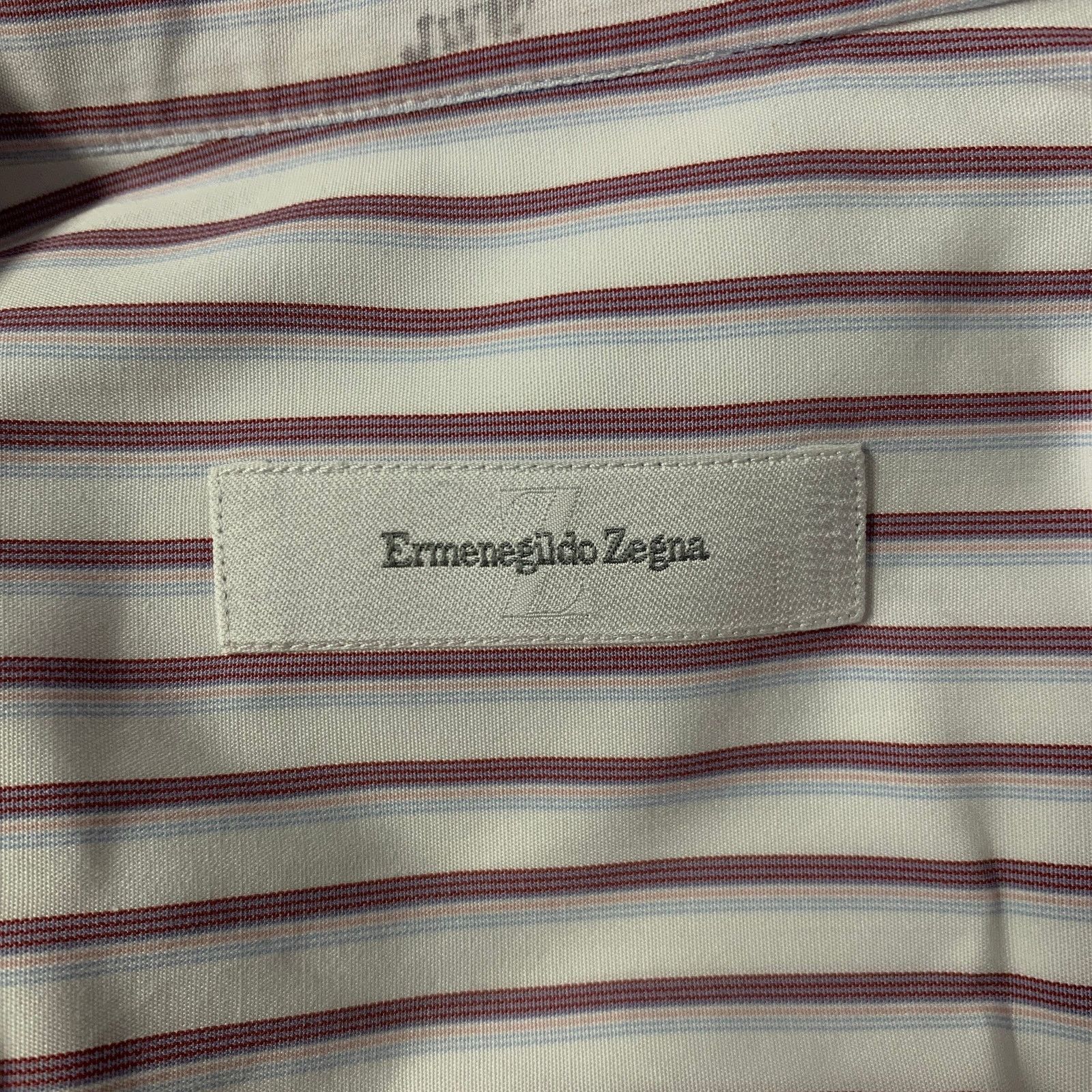 Ermenegildo Zegna ERMENEGILDO ZEGNA White Purple Blue Stripe Long Sleeve Shirt Size US XL / EU 56 / 4 - 5 Thumbnail