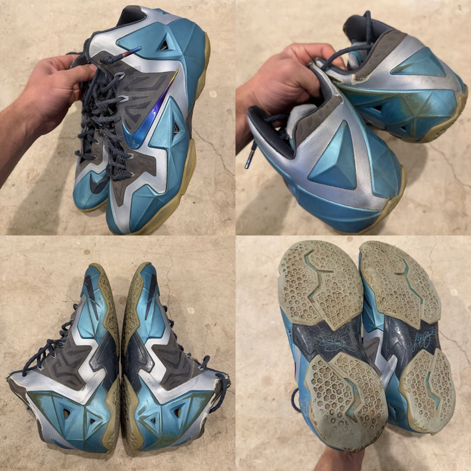 Nike Nike LeBron 11 XII Gamma Blue Armory Slate 616175-401 Sz 11.5 Basketball Nike LeBron Sneaker Men 2013 Colorful Logo Cushioned Performance High Top Size ONE SIZE - 8 Thumbnail