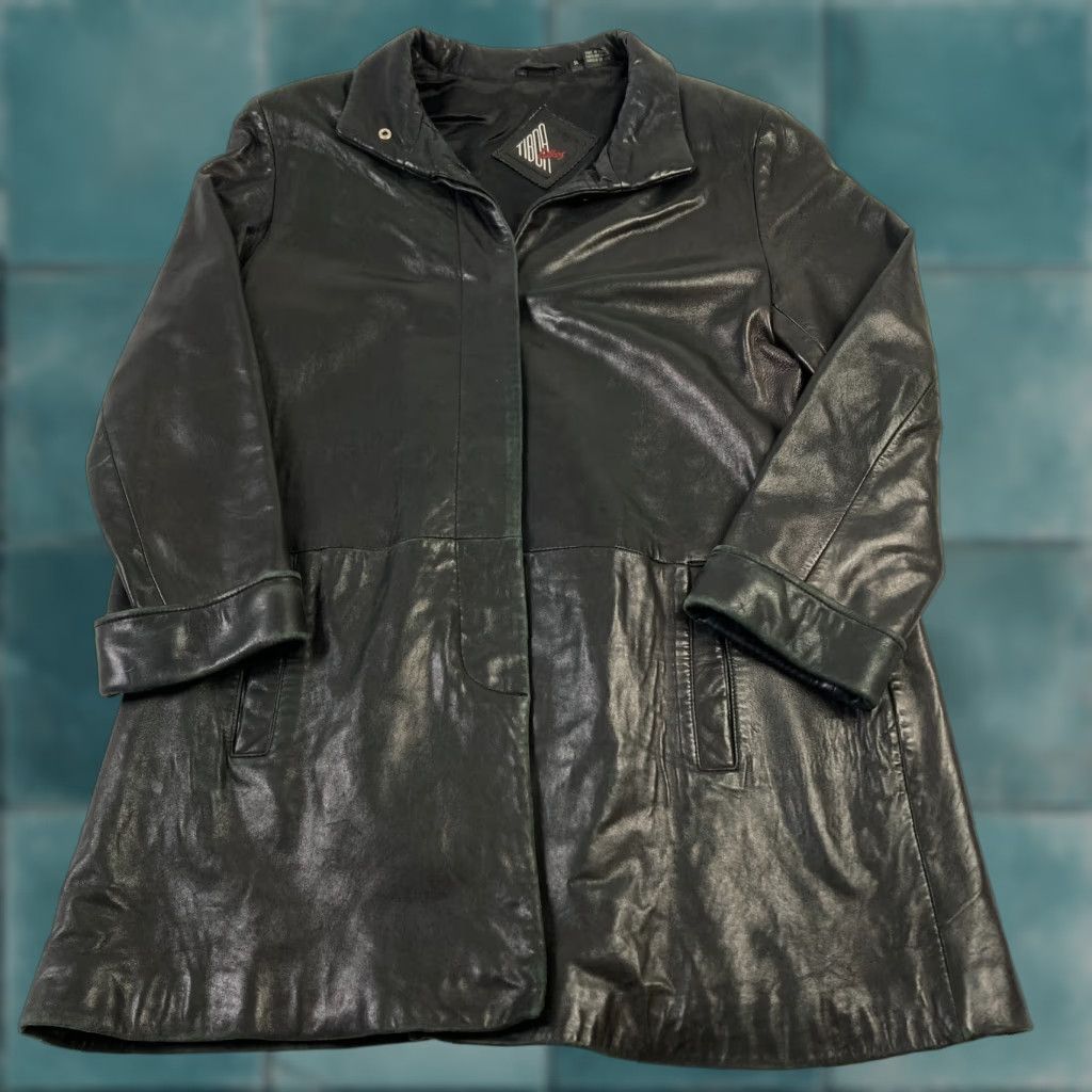 Vintage VINTAGE Tibor Leather Jacket Women's Small Black Button Up Mid-Length Lined Long Sleeve Jacket Size S / US 4 / IT 40 - 1 Thumbnail