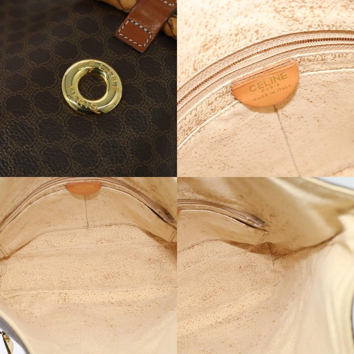 Celine CELINE Macadam Canvas Backpack Pvc Leather Brown Gold Size ONE SIZE - 11 Thumbnail