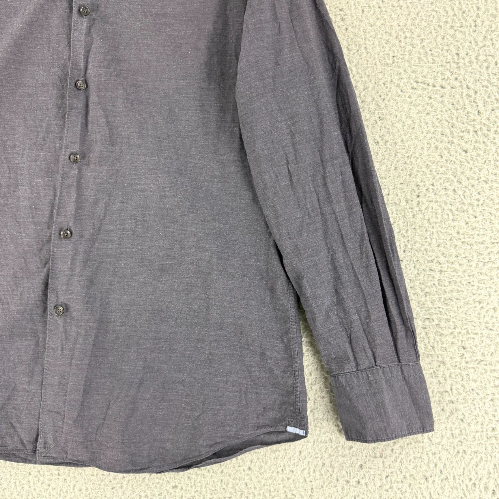 Vintage Xacus Button-Up Dress Shirt Mens Large Gray Evolution Fit Long Sleeve Business Size 42R - 3 Thumbnail