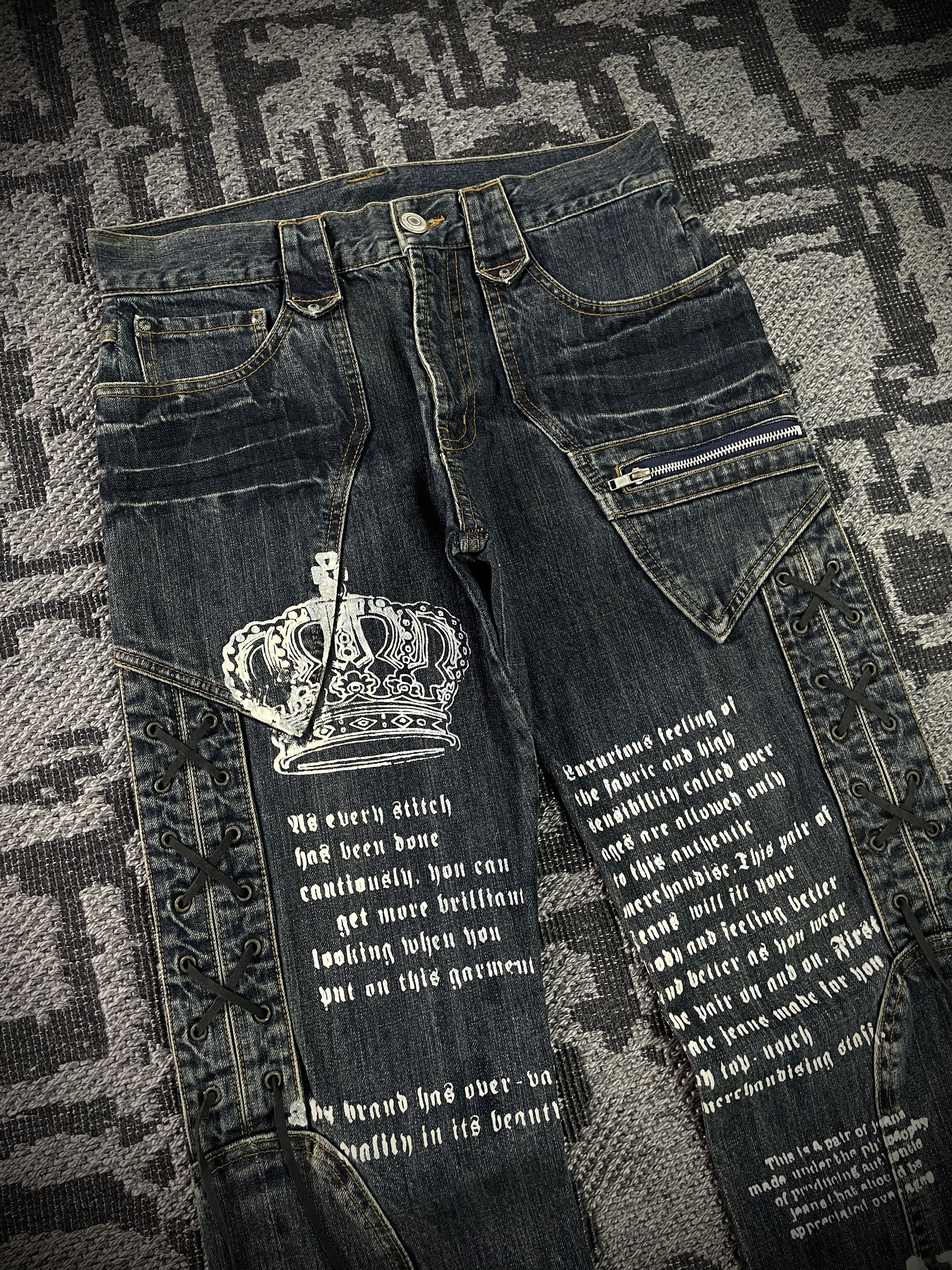 Other Japanese Poem Lace-Up Boot Cut Jeans Size US 32 / EU 48 - 2 Thumbnail