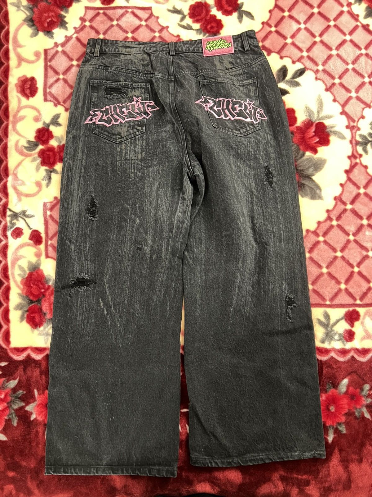 Chew Forever × Designer Chew Forever 3D Tribal Jeans Black Distressed Size 2XL -New🔥 Size US 36 / EU 52 - 5 Thumbnail