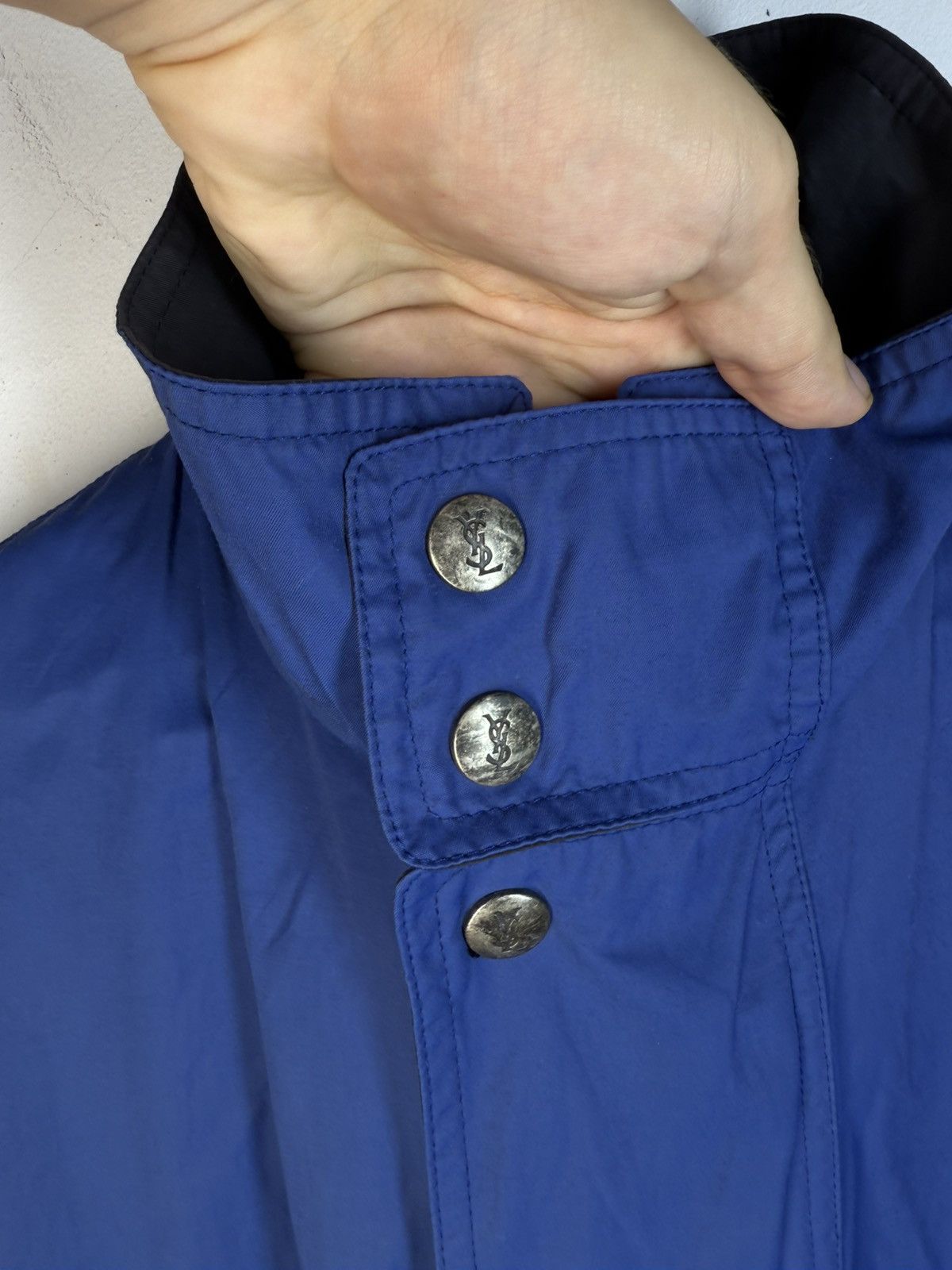 Yves Saint Laurent Autumn YSL Jacket Blue YSL Coat Zip Up Collar Vintage Size US L / EU 52-54 / 3 - 16 Thumbnail