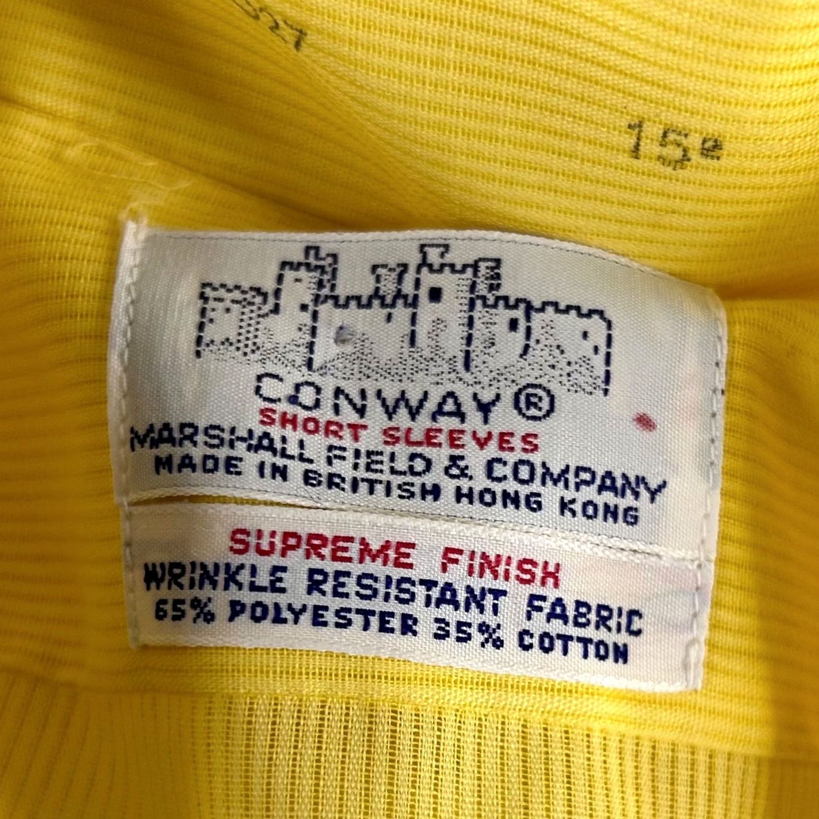Vintage VINTAGE Conway Marshall Field Size 15 Shirt Yellow Cotton Blend Short Sleeve Button-Up Men Size US M / EU 48-50 / 2 - 3 Thumbnail