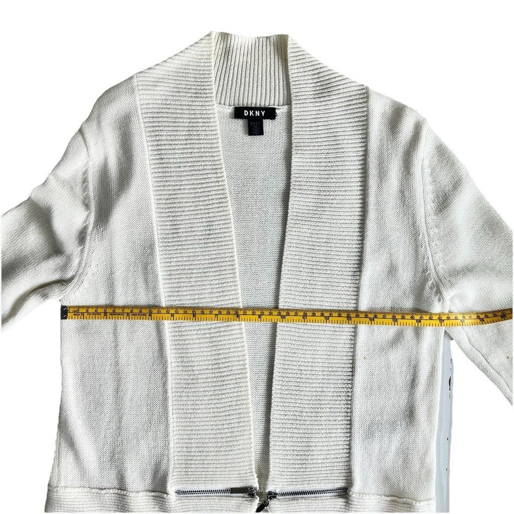 DKNY DKNY White Cotton Open Cardigan Size Medium Zipper Detail Size M / US 6-8 / IT 42-44 - 15 Thumbnail