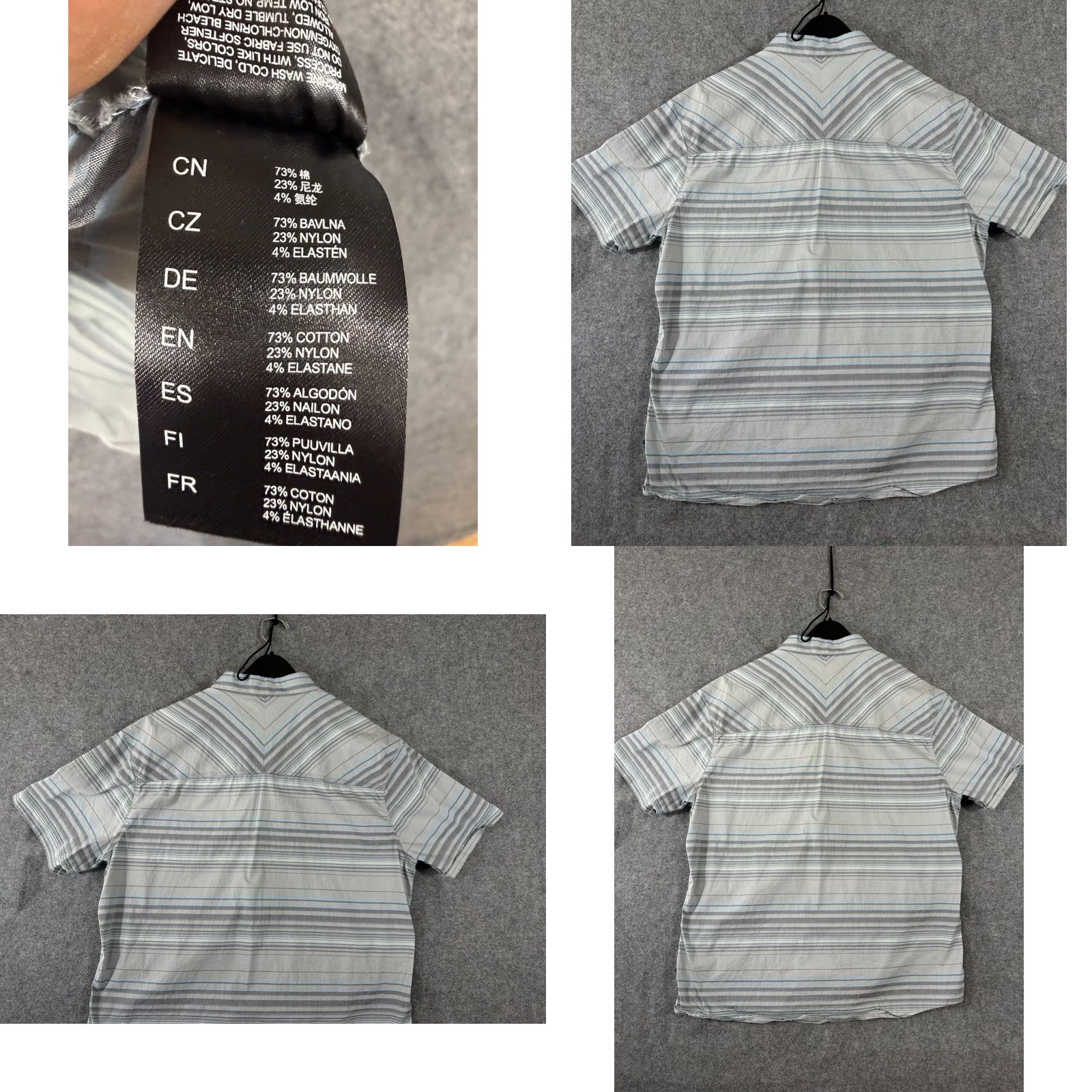 Vintage Kuhl Intriguer Shirt Mens XL Gray Striped Stretch Snap Front Short Sleeve Outdoor Logo Shirt Size US XL / EU 56 / 4 - 8 Thumbnail