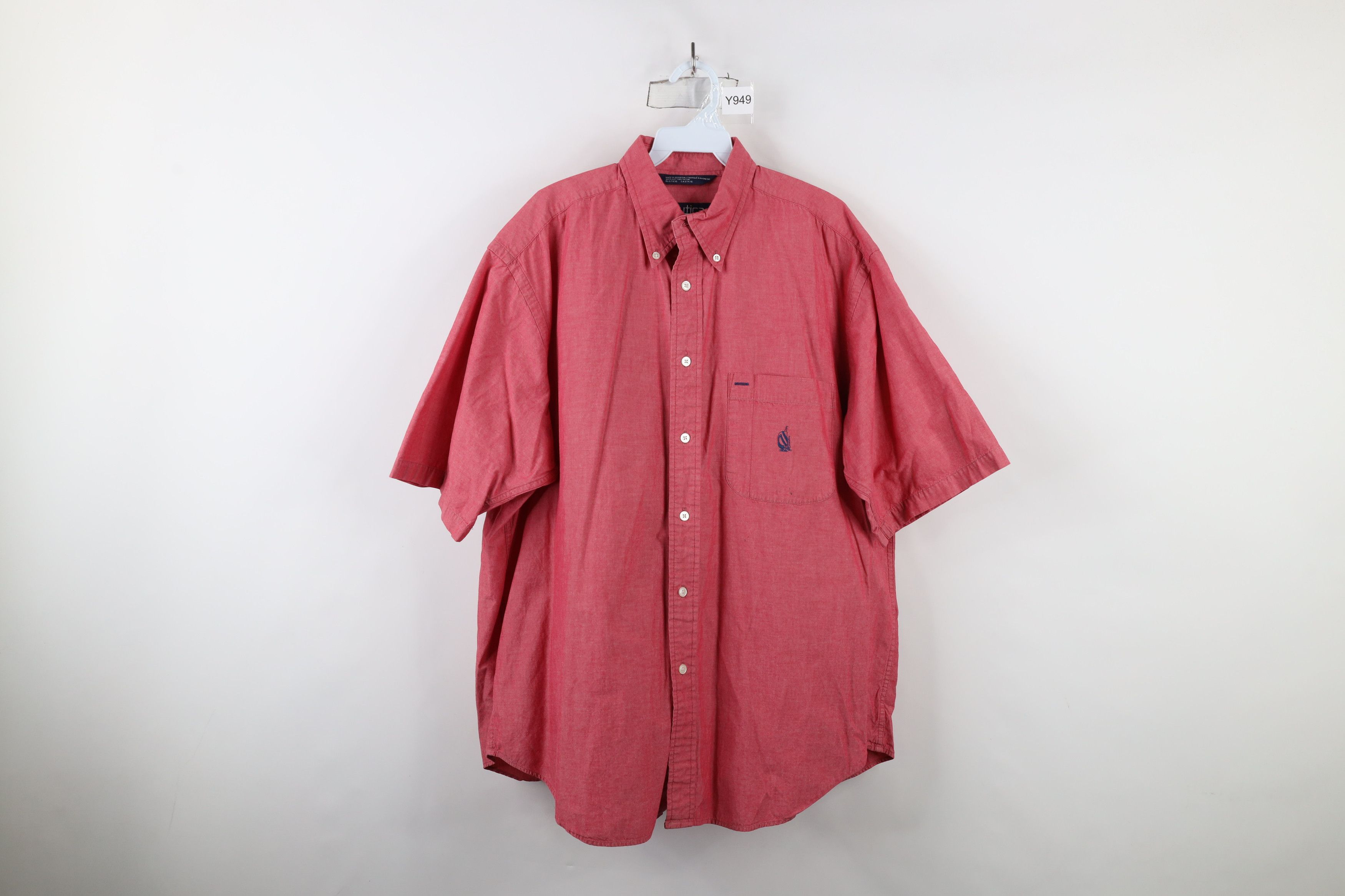 Nautica × Vintage Vintage 90s Nautica Chambray Short Sleeve Button Down Shirt Size US L / EU 52-54 / 3 - 1 Thumbnail
