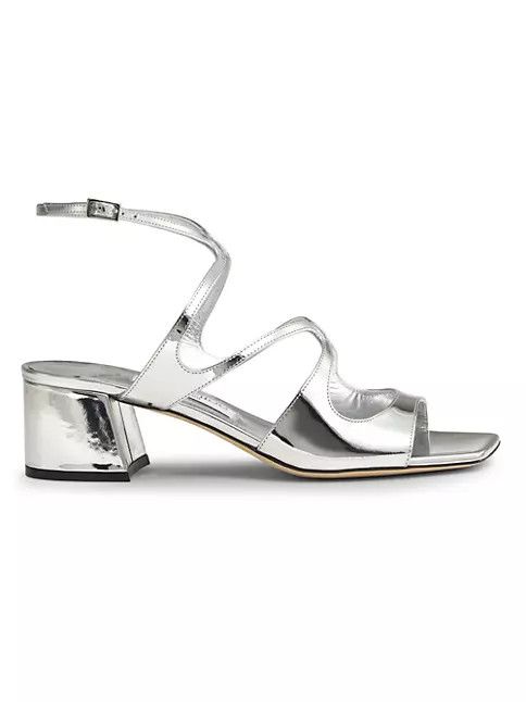 o1s22i1n0724 Azilia 45MM Metallic Leather Sandals in Silver