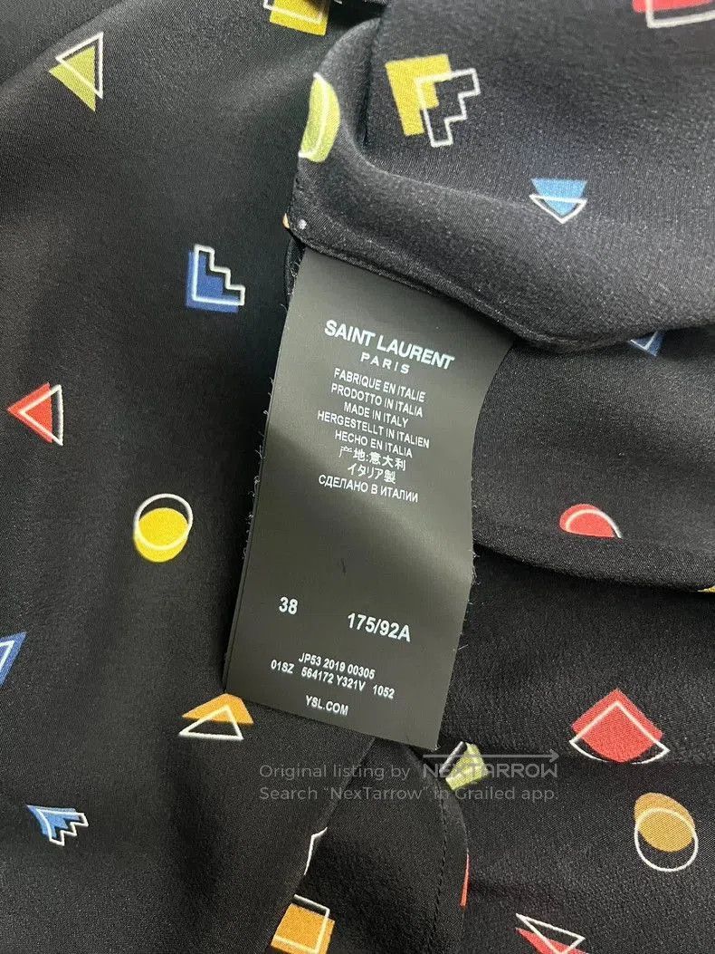 Saint Laurent Paris Saint Laurent 19AW Silk Geometric Print Shirt. Size US M / EU 48-50 / 2 - 5 Thumbnail
