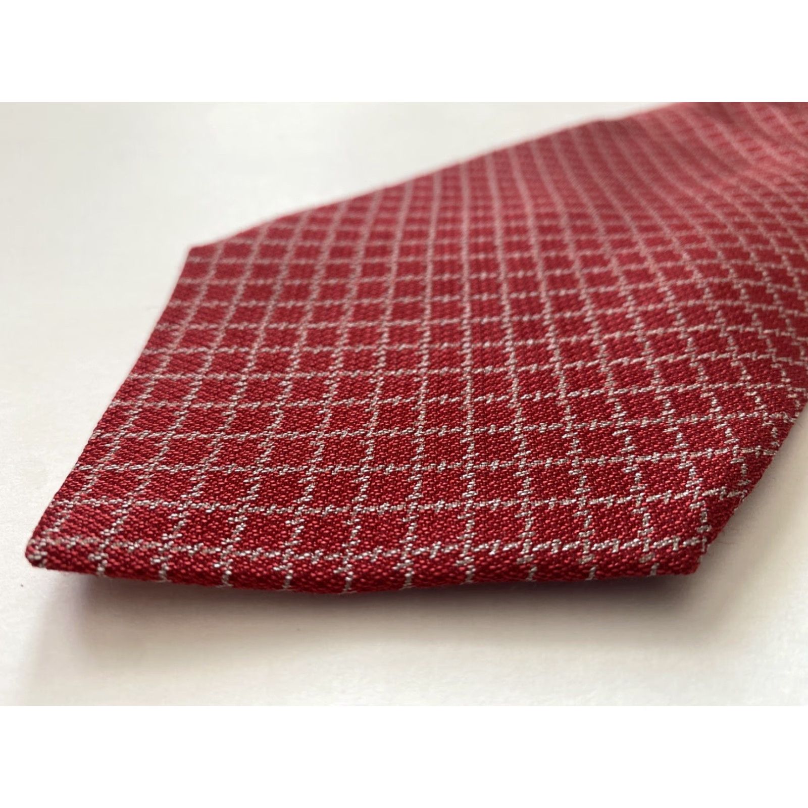 Emporio Armani VINTAGE Emporio Armani Tie Men’s Silk Wool Blend Geometric Red 57.5" 3 7/8" Wide Made in Italy Designer Vintage Men Size ONE SIZE - 7 Thumbnail