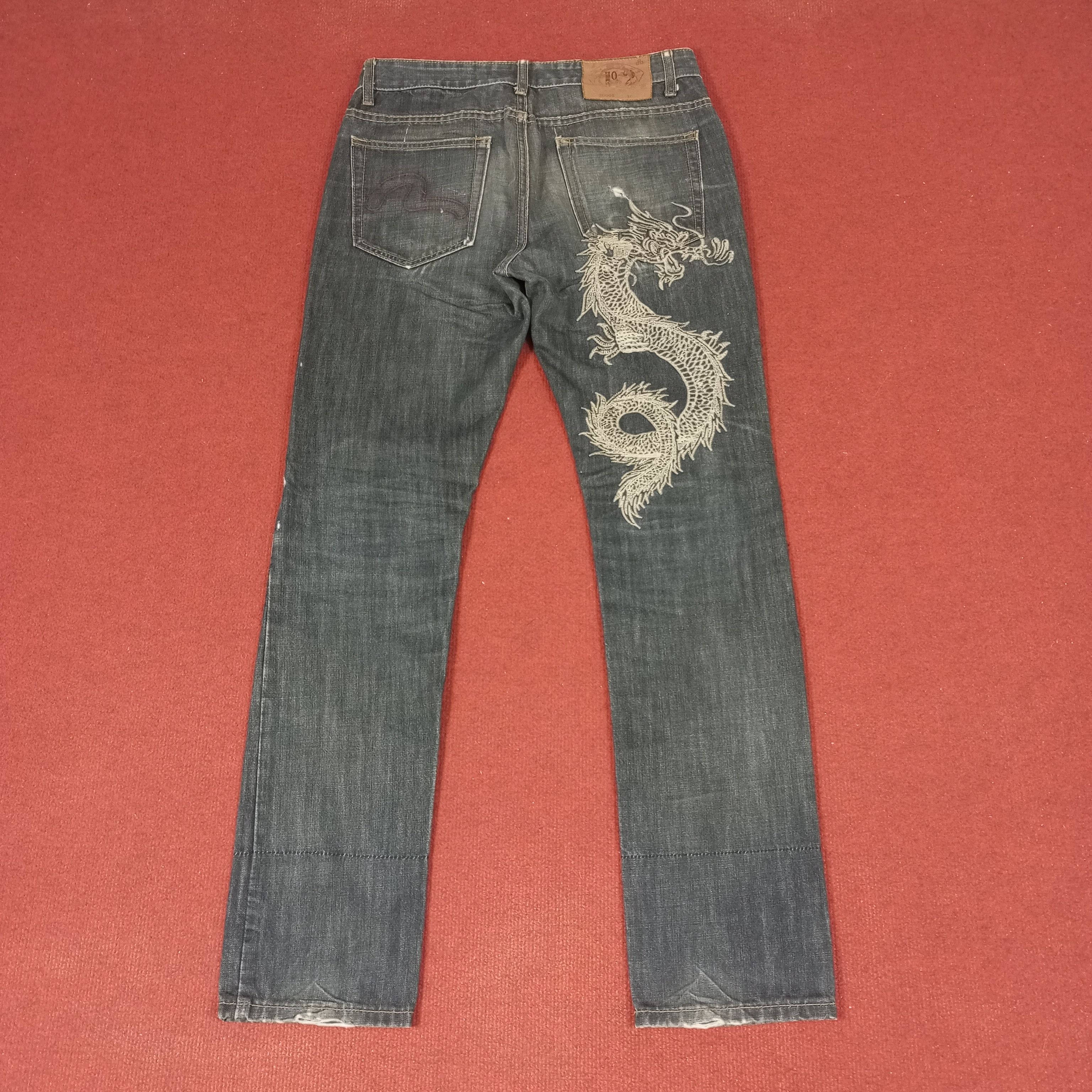 Japanese Brand Evisu Dragon Design Streetwear Custom Daicock Style Jeans Size US 31 - 4 Thumbnail