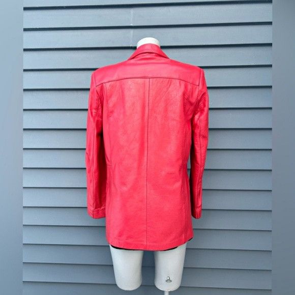 Other Vintage Reed Sportswear Red Soft Leather Blazer Jacket Size M / US 6-8 / IT 42-44 - 5 Thumbnail