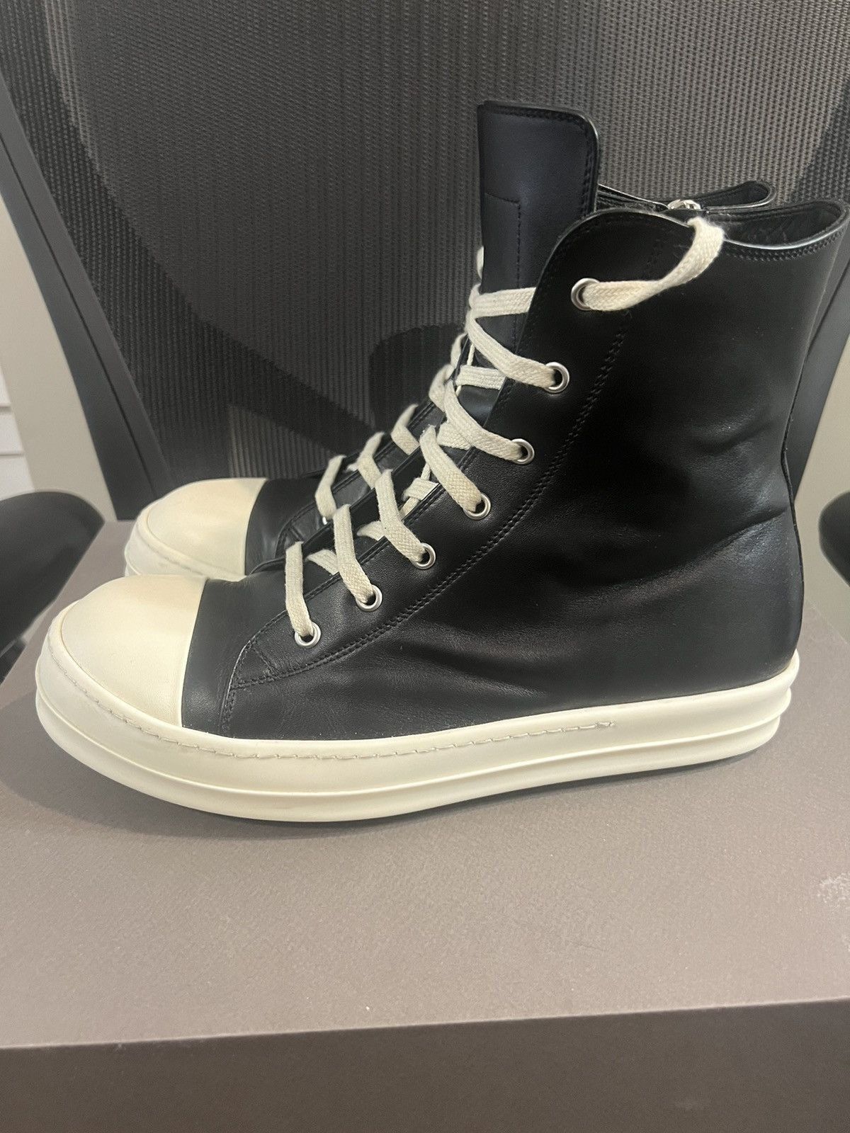 Rick Owens Mainline Leather Ramones High Top Black Size US 9 / EU 42 - 7 Thumbnail
