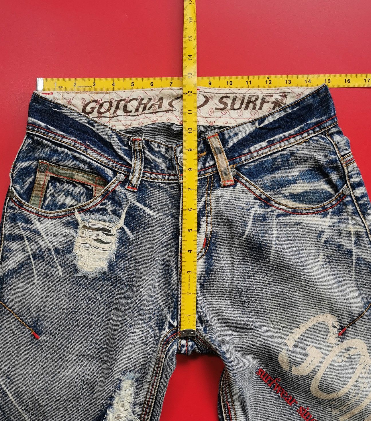 Gotcha Vintage Gotcha Surf Print Distressed Jeans Size US 30 / EU 46 - 15 Thumbnail
