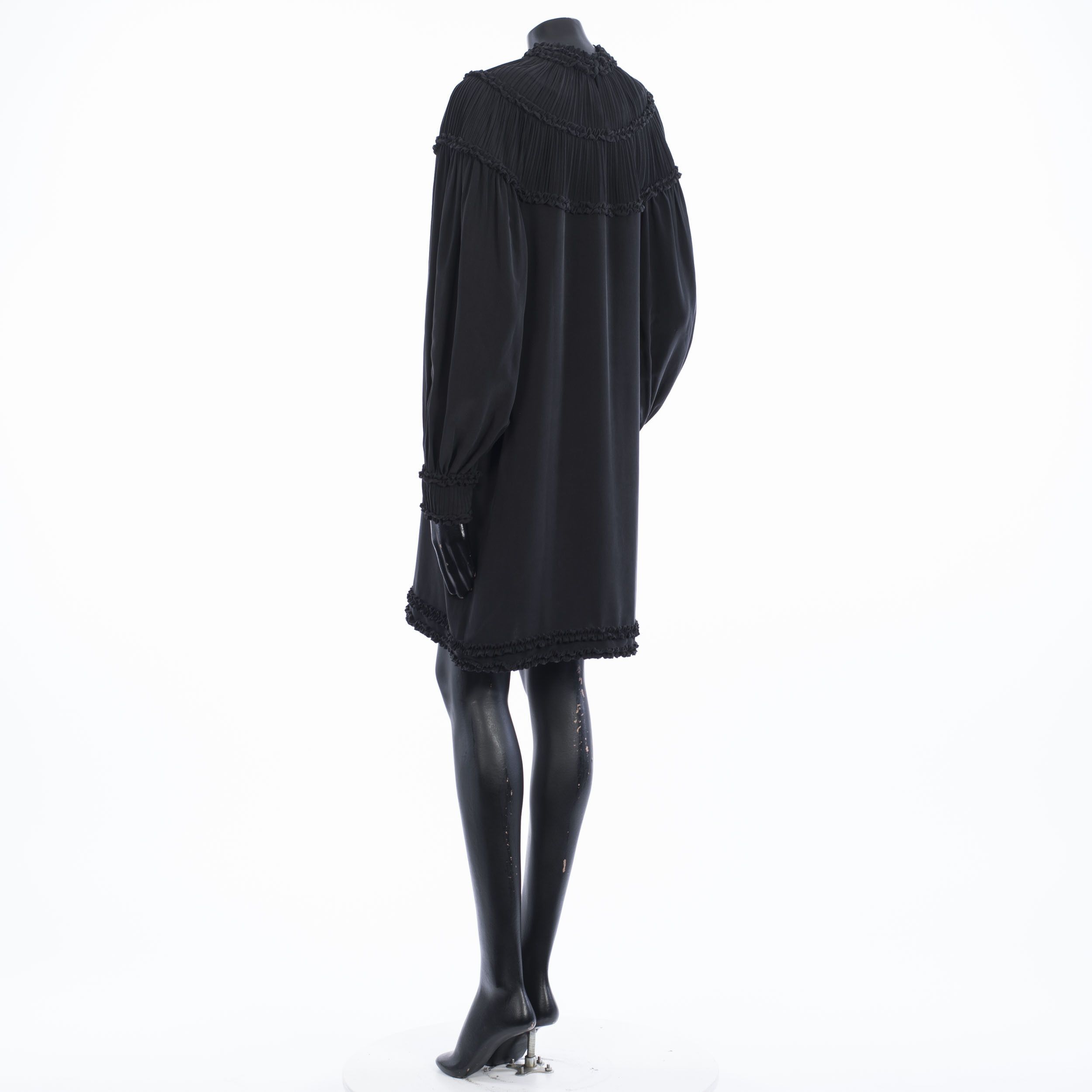 Fendi Crêpe De Chine Dress With Ruffles In Black Silk Size M / US 6-8 / IT 42-44 - 4 Thumbnail