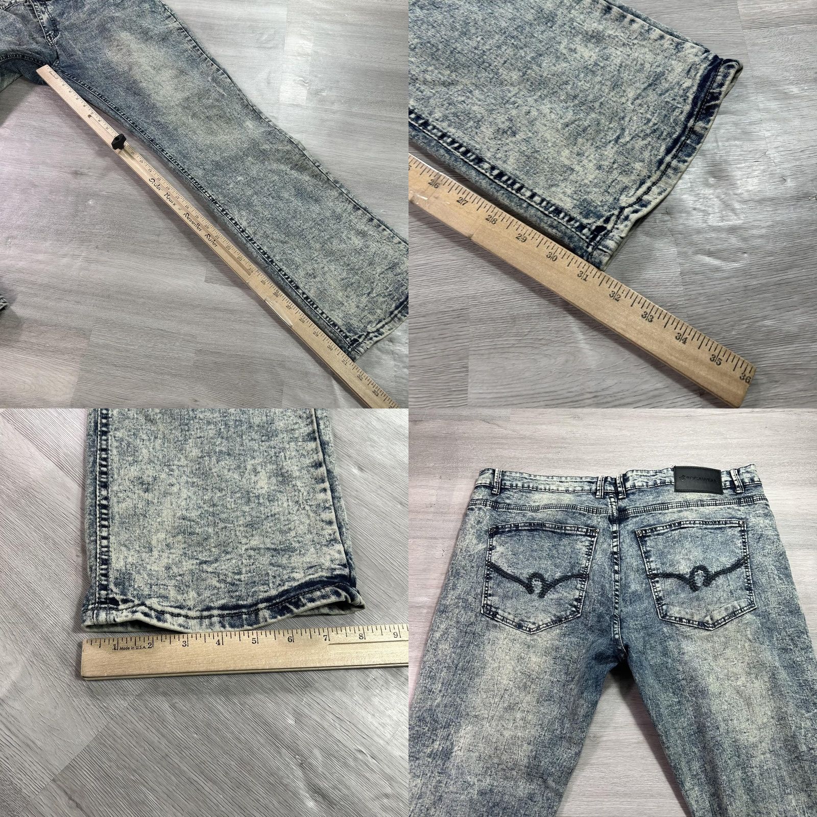 Rocawear VTG Rocawear Jeans Mens 40x32 Blue Acid Wash Stretch Denim Straight Y2K Hip Hop Size US 40 / EU 56 - 8 Thumbnail