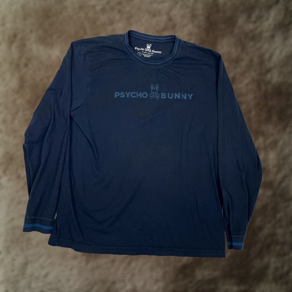 Psycho Bunny Psycho Bunny Long Sleeve T-Shirt Mens 7 Blue Cotton Graphic Logo Crew Neck Size US M / EU 48-50 / 2 - 1 Thumbnail