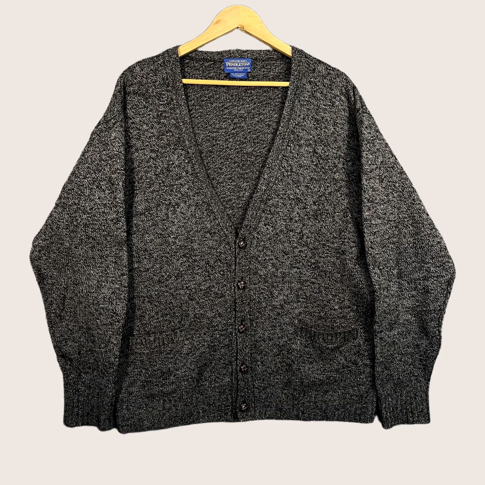 Pendleton Pendleton Charcoal Grey Marl Shetland Wool Cardigan Sweater Mens L Button Front Size US L / EU 52-54 / 3 - 1 Thumbnail