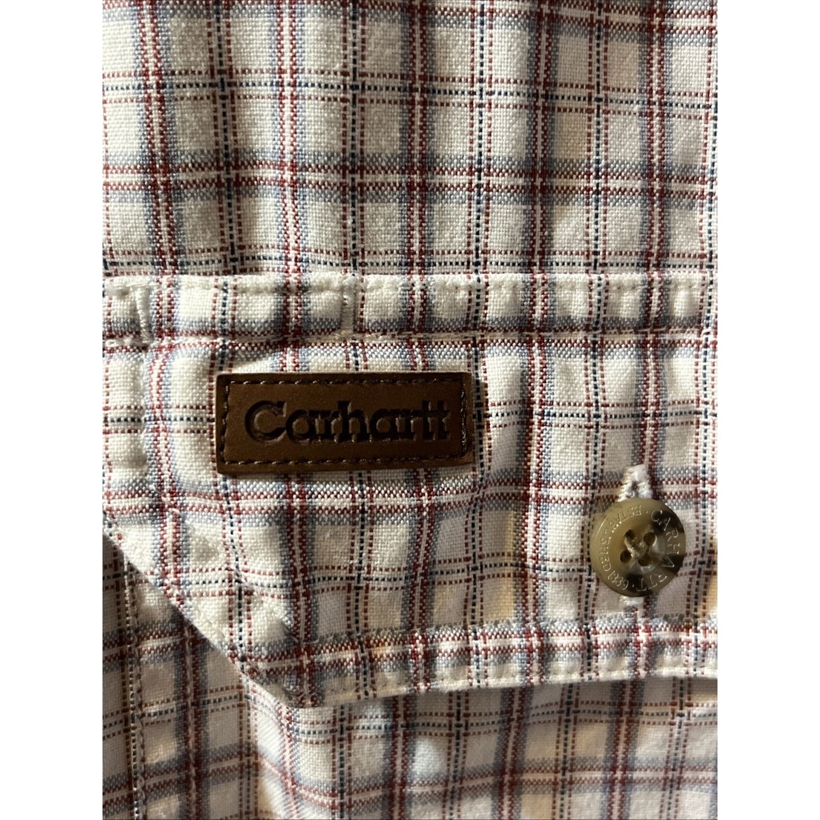 Carhartt Carhartt Shirt Men’s XL White Checkered Plaid SS Button Up Size US XL / EU 56 / 4 - 5 Thumbnail