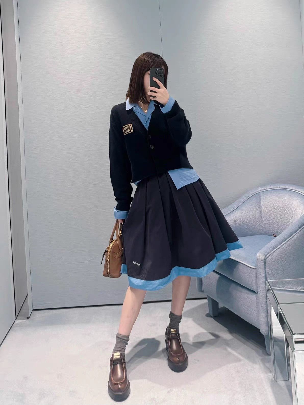 Miu Miu MiuMiu Fall/Winter 2024 Runway Blue Patchwork Tulle Skirt K6 Size 36" / US 14 / IT 50 - 6 Thumbnail