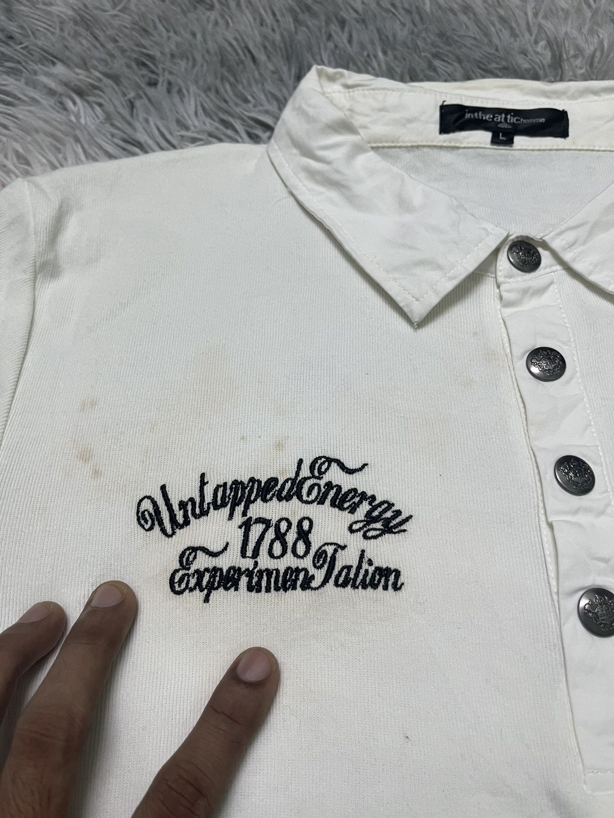 In The Attic 2000s IN THE ATTIC HOMME HALF BUTTON BONES TEES Size US S / EU 44-46 / 1 - 7 Thumbnail