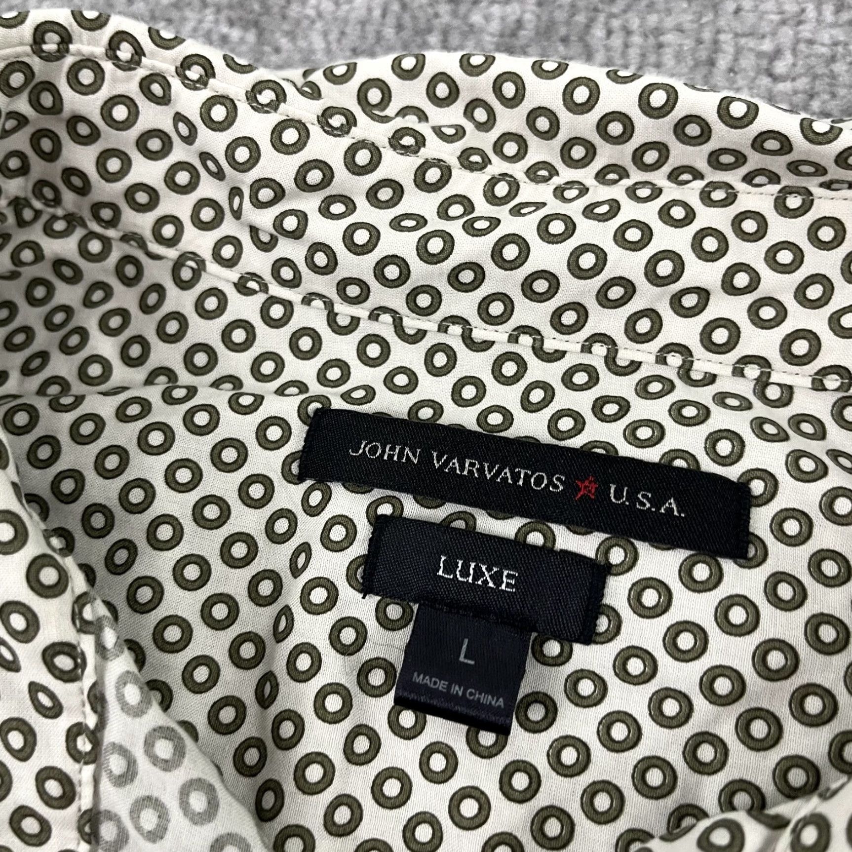 John Varvatos John Varvatos Shirt Mens Large Abstract Geometric Button-Up Casual Luxe White Size US L / EU 52-54 / 3 - 2 Thumbnail