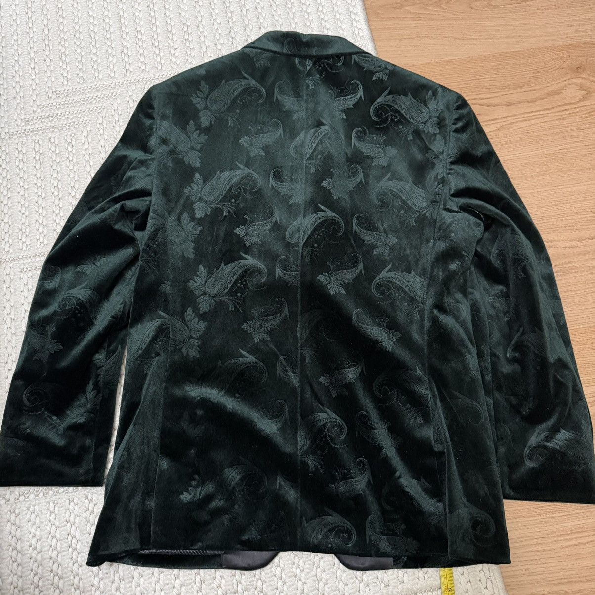 Egara Egara blazer40S Greenvelvet Slim Fit Embossed PaisleyJacket Size 40S - 7 Thumbnail