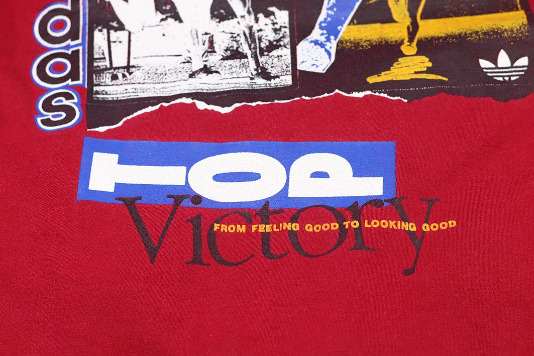 Adidas × Vintage Vintage 90s Adidas T-Shirt – Red Trefoil Running Graphic Tee Size US XL / EU 56 / 4 - 7 Thumbnail