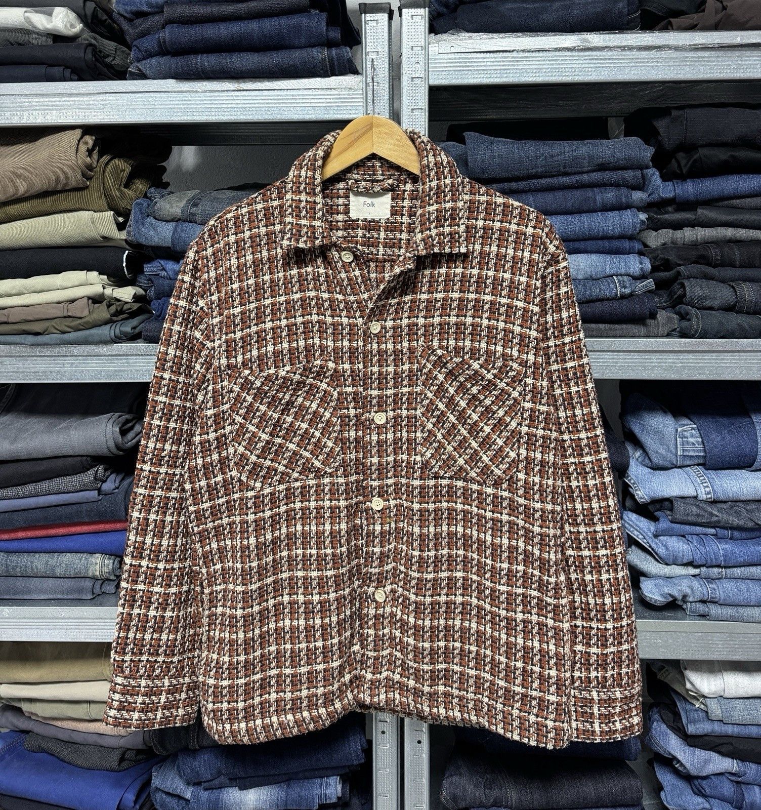 Folk Folk Arrow Overshirt Shacket Chore Jacket Thick Knit Wool Size US M / EU 48-50 / 2 - 1 Thumbnail