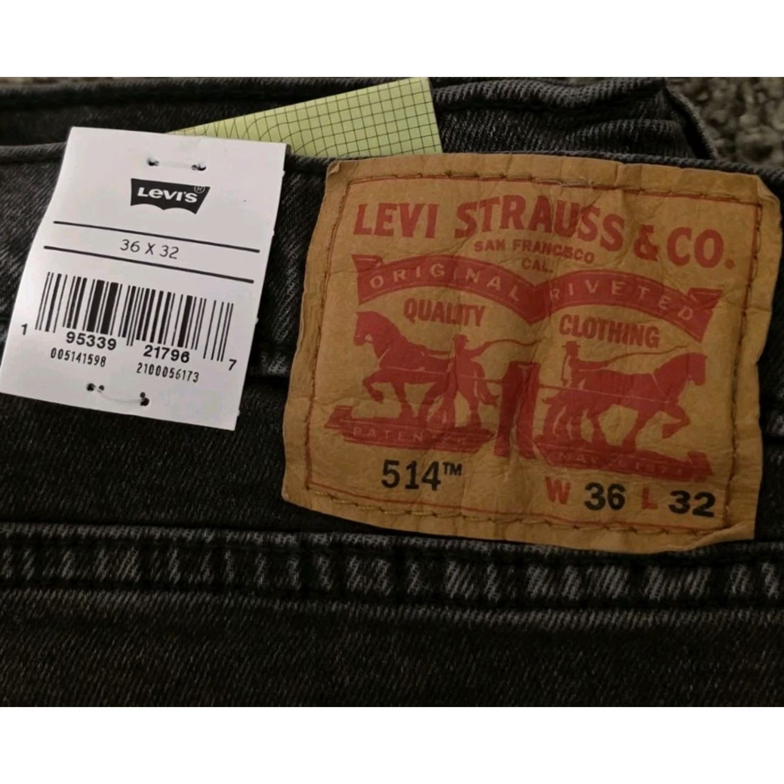 Levi's Levi's 514 Straight Jeans Denim Black 36 Regular Inseam 32 Men Stretch 99% Cotton 1% Elastane Belt Loops Zipper Back Pocket 5-Pocket Design Jeans Type Size US 36 / EU 52 - 3 Thumbnail