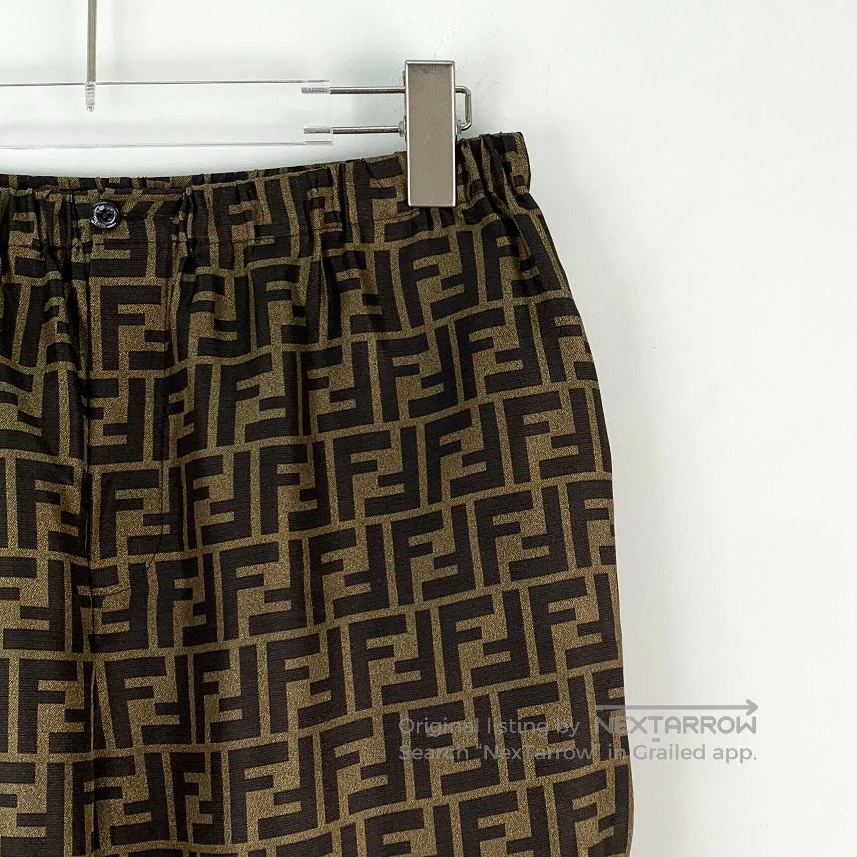 Fendi FENDI Dark Brown Double F Monogrammed Silk Casual Trousers Size US 40 / EU 56 - 3 Thumbnail