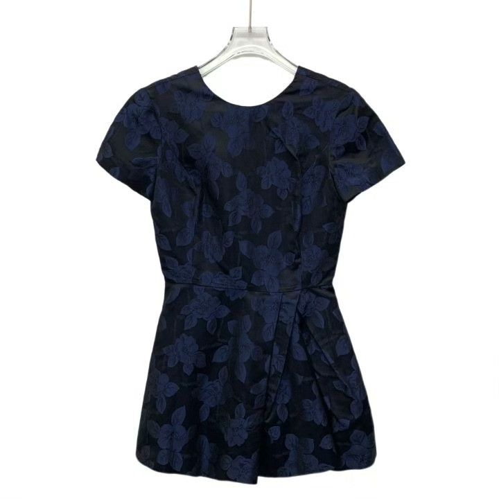 Dior Christian Dior Blue Floral Print Short-Sleeve Dress Size XS / US 0-2 / IT 36-38 - 1 Thumbnail