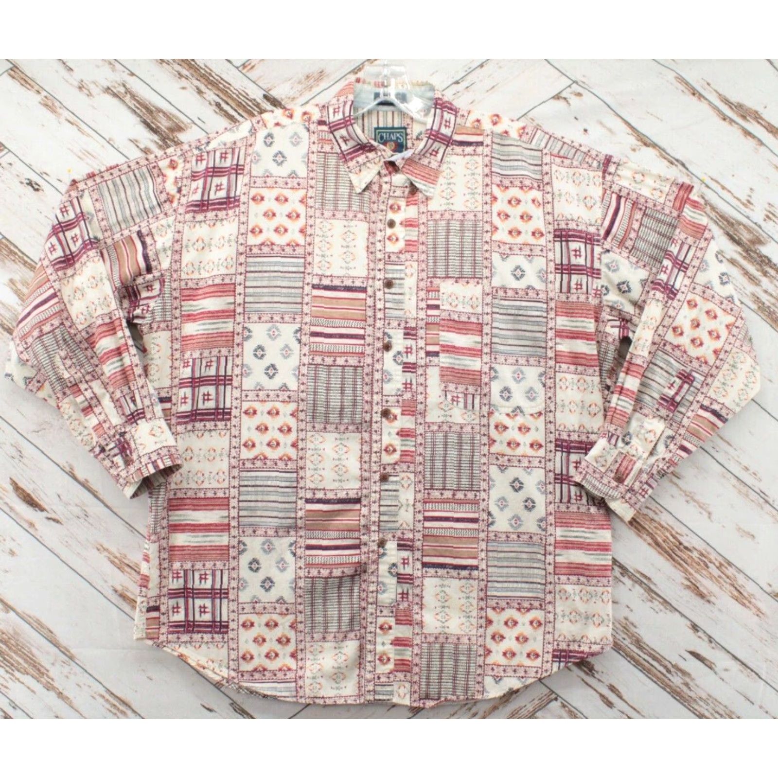 Ralph Lauren VINTAGE Chaps Ralph Lauren Shirt Mens L Patch Work Southwestern Print Long Sleeve Size US L / EU 52-54 / 3 - 2 Thumbnail