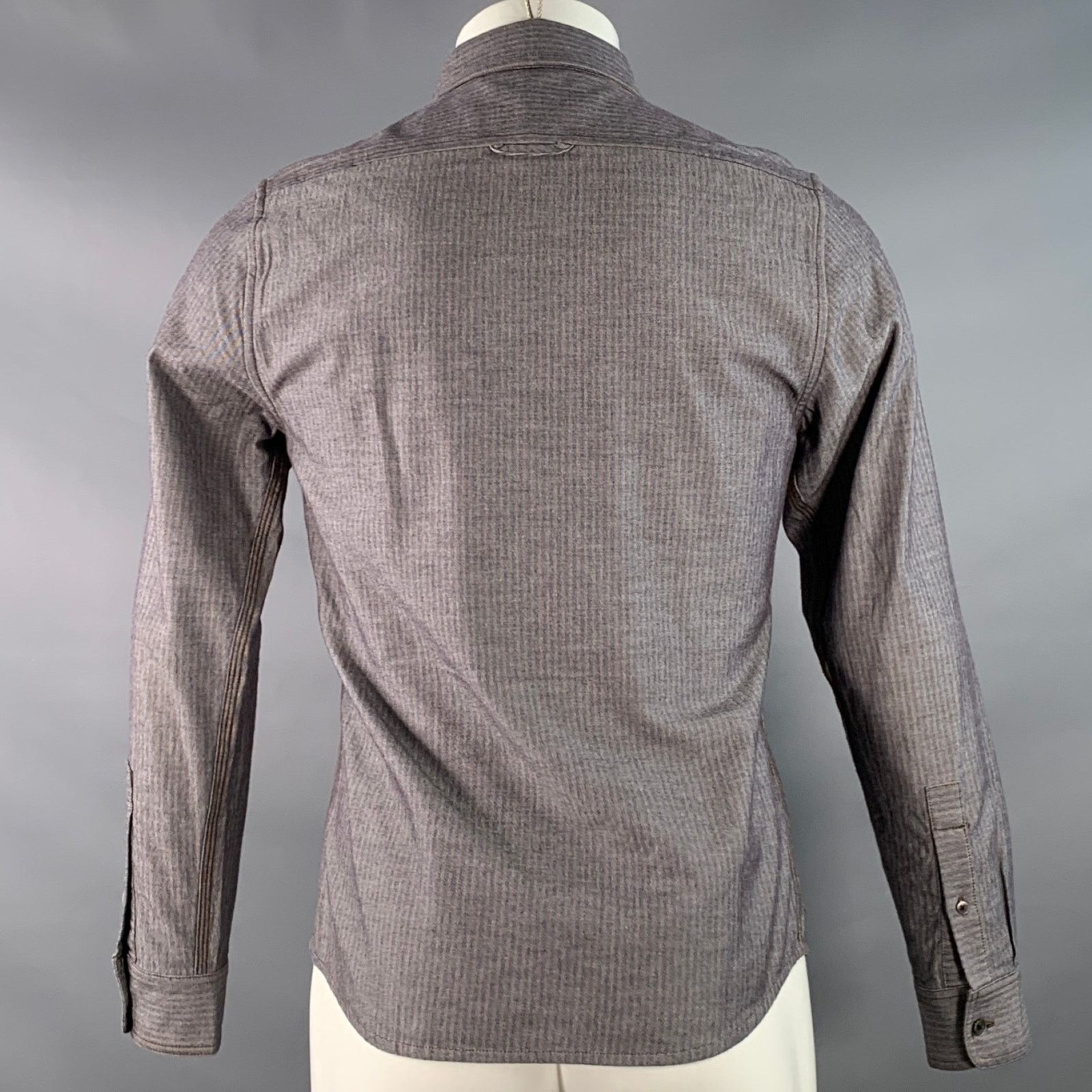 Wings + Horns Yellow Charcoal Stripe Cotton One Pocket Long Sleeve Shirt Size US XS / EU 42 / 0 - 4 Thumbnail